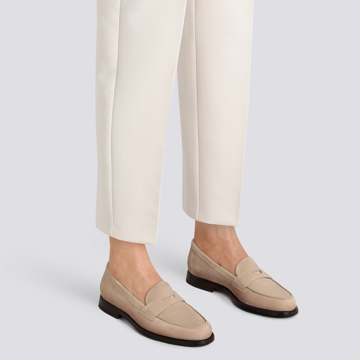 Women's beige suede penny loafer - 2