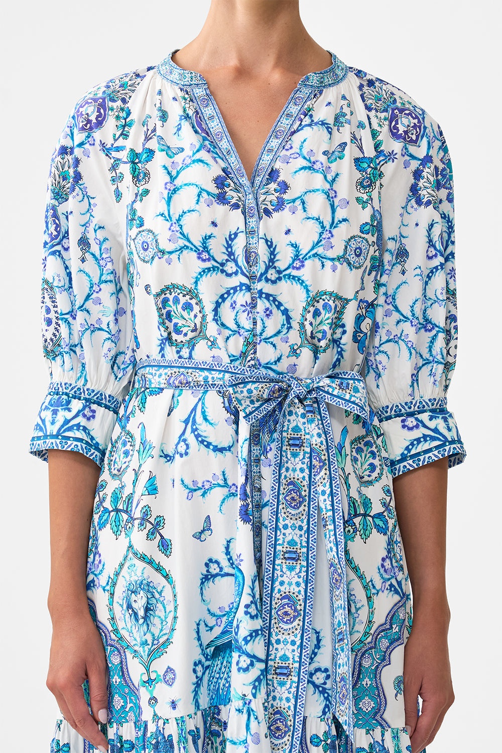 TIERED SHIRT DRESS WITH SHORT SLEEVE - 6