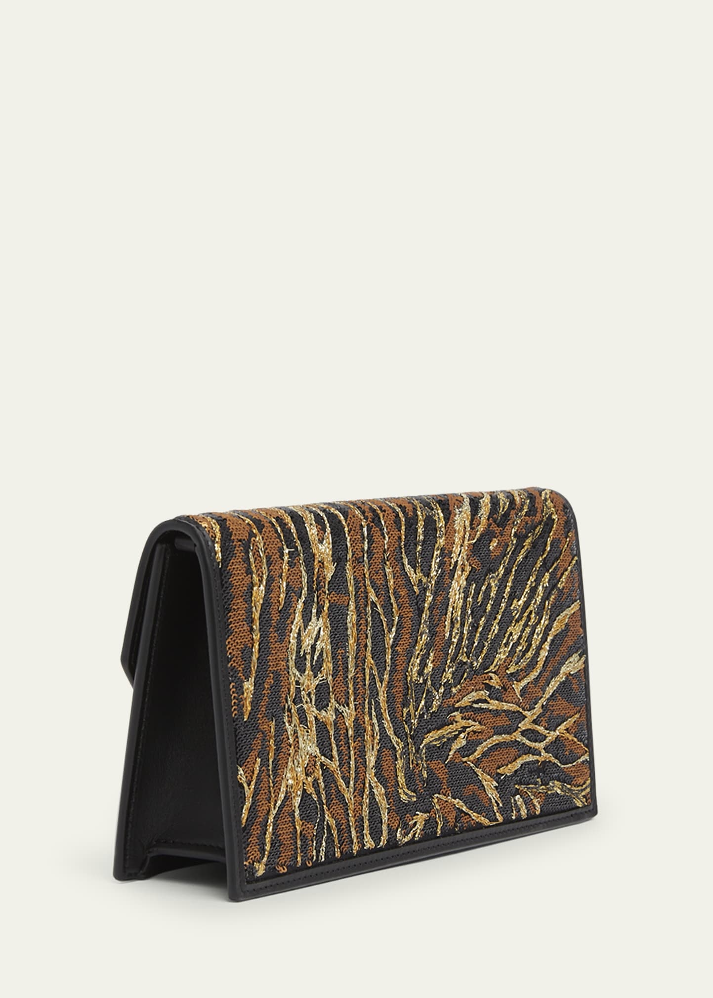Loubin54 Ocelot Sequined Satin Clutch Bag - 2