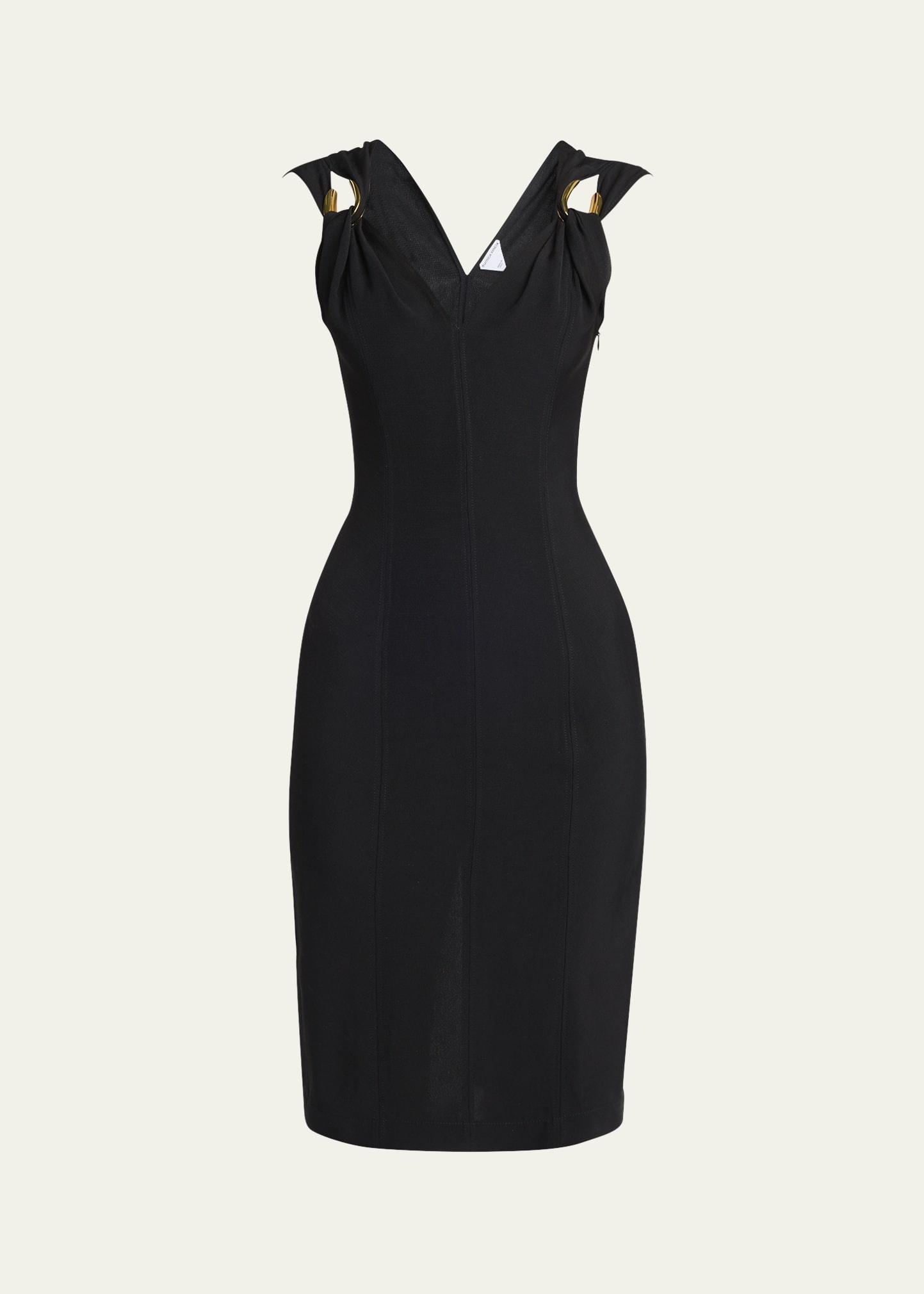 Buckle Sleeveless Grainy Viscose Linen Dress - 1