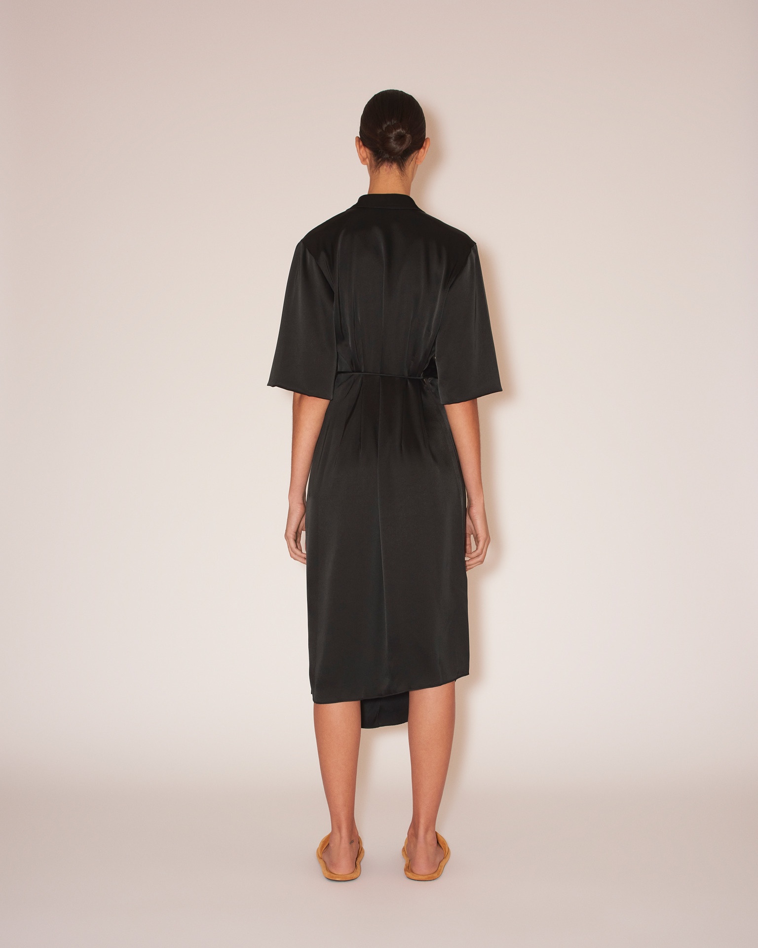 LAIS - Draped front shirt dress - Black - 6