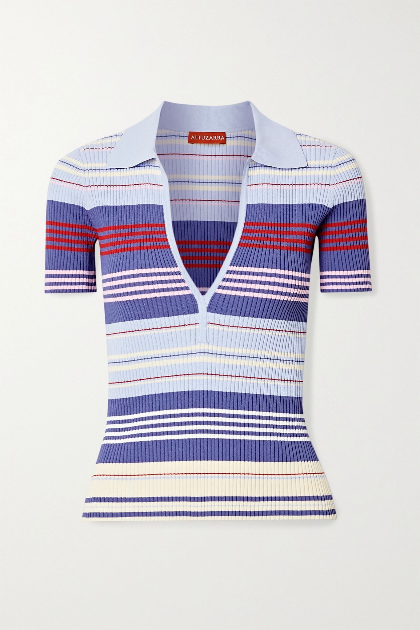 Hatch striped ribbed-knit top - 1