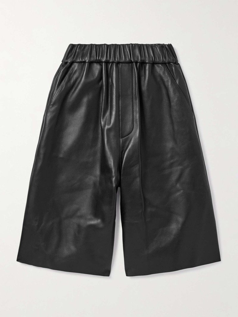 Straight-Leg Leather Bermuda Shorts - 1