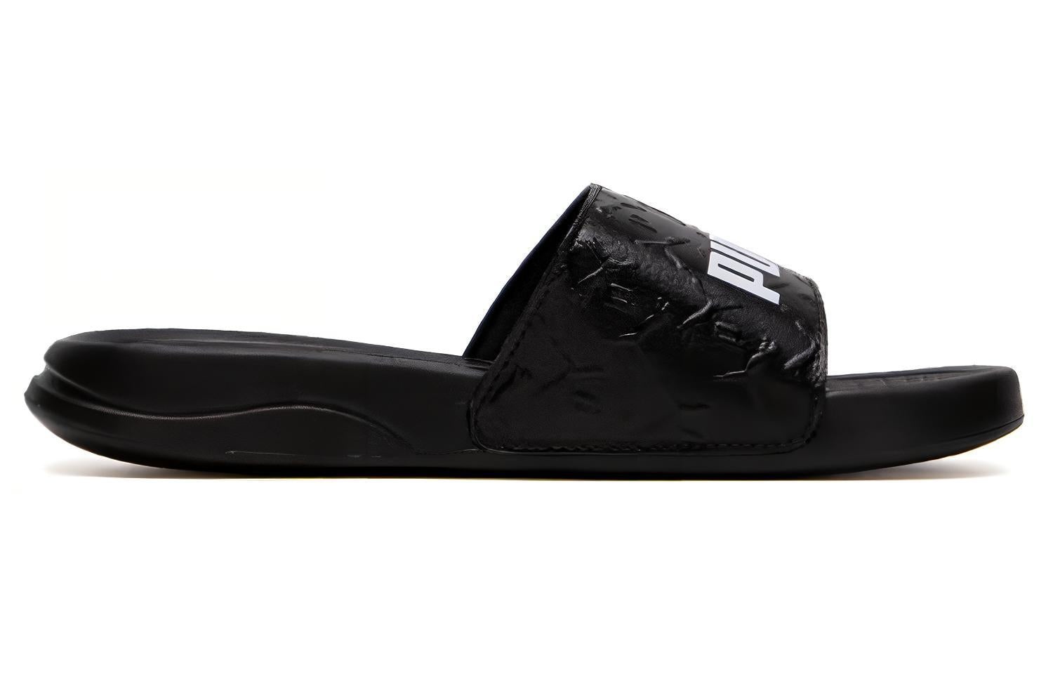 PUMA Popcat 20 Superlogo Slides 'Black White' 395420-01 - 2