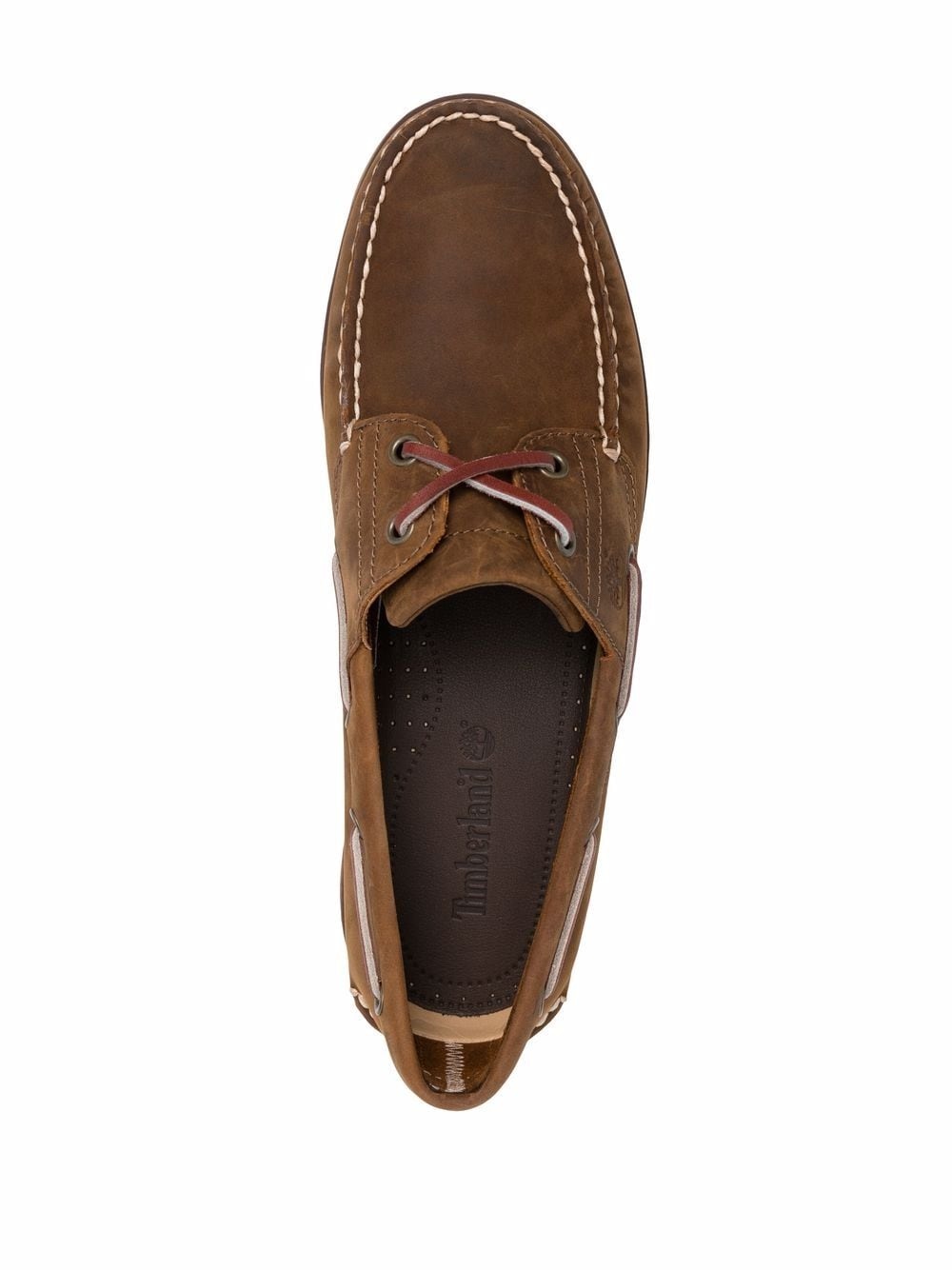 stitched leather boat shoes - 4