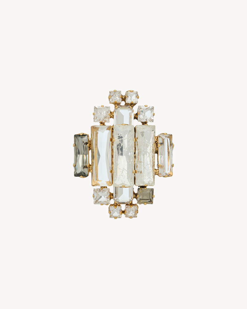 CRYSTAL MEDALLION BROOCH IN METAL 1