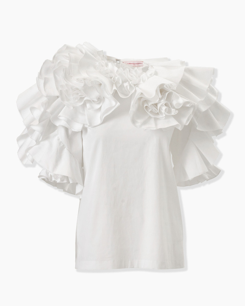 Draped Floral Ruffled Top 1