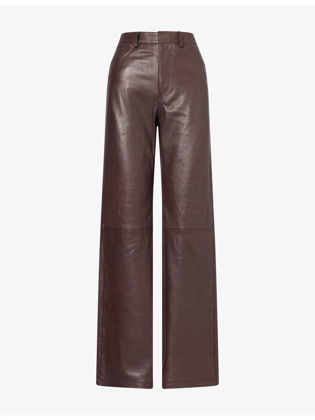 Mid-Rise Straight-Leg Leather Trousers - 1