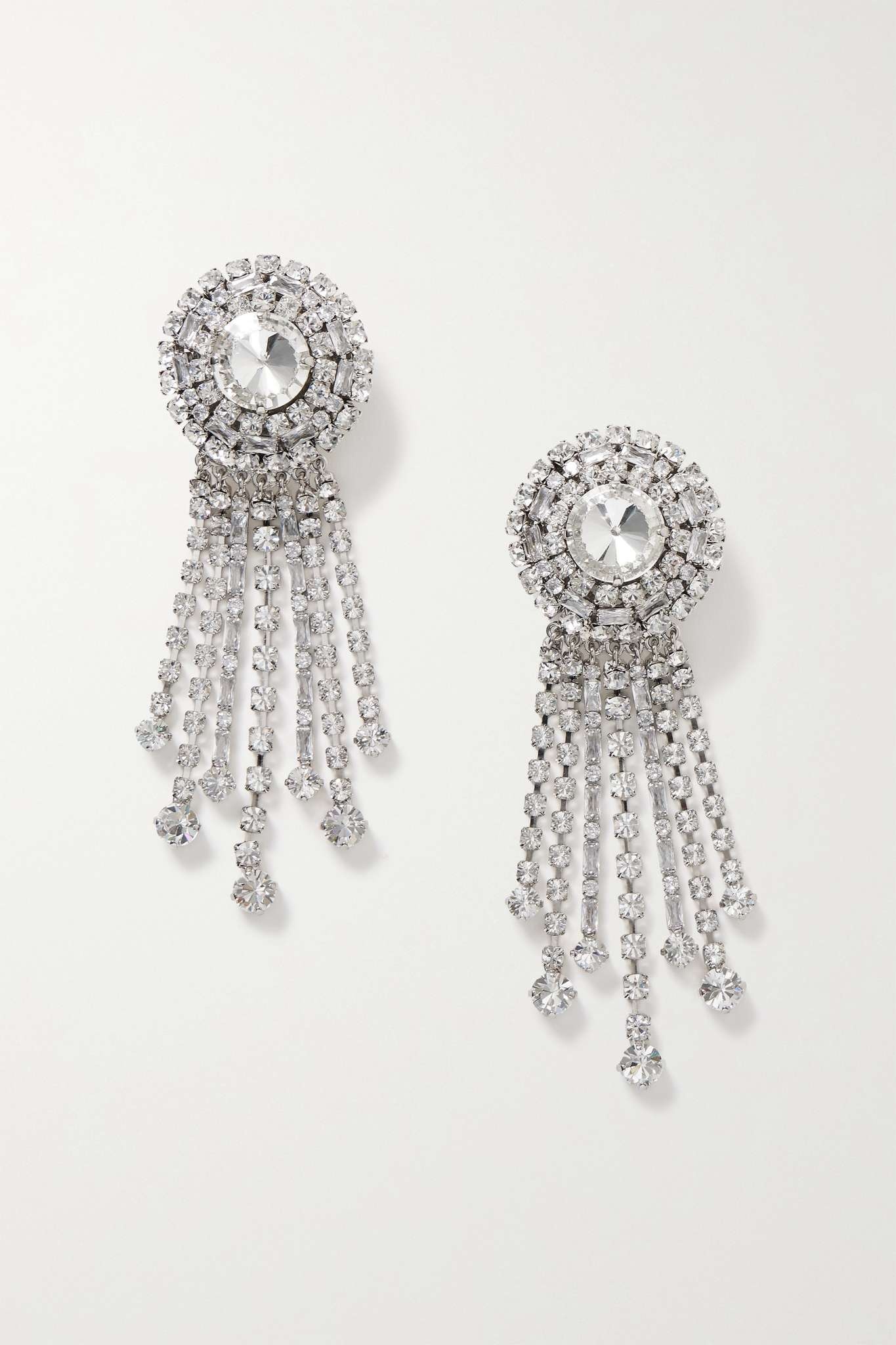 Silver-tone crystal clip earrings - 1