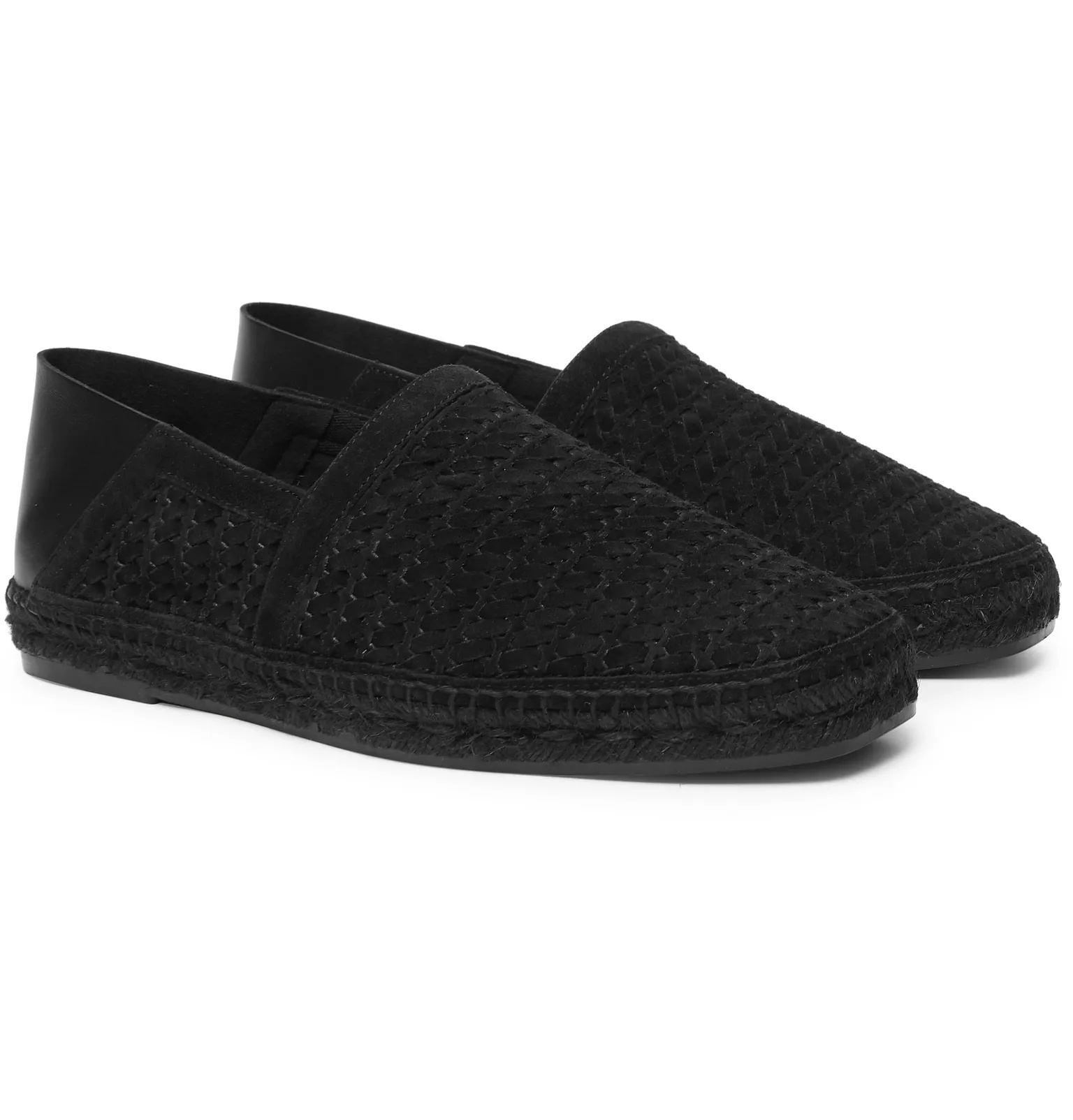 Barnes Leather-Trimmed Woven Suede Espadrilles - 2