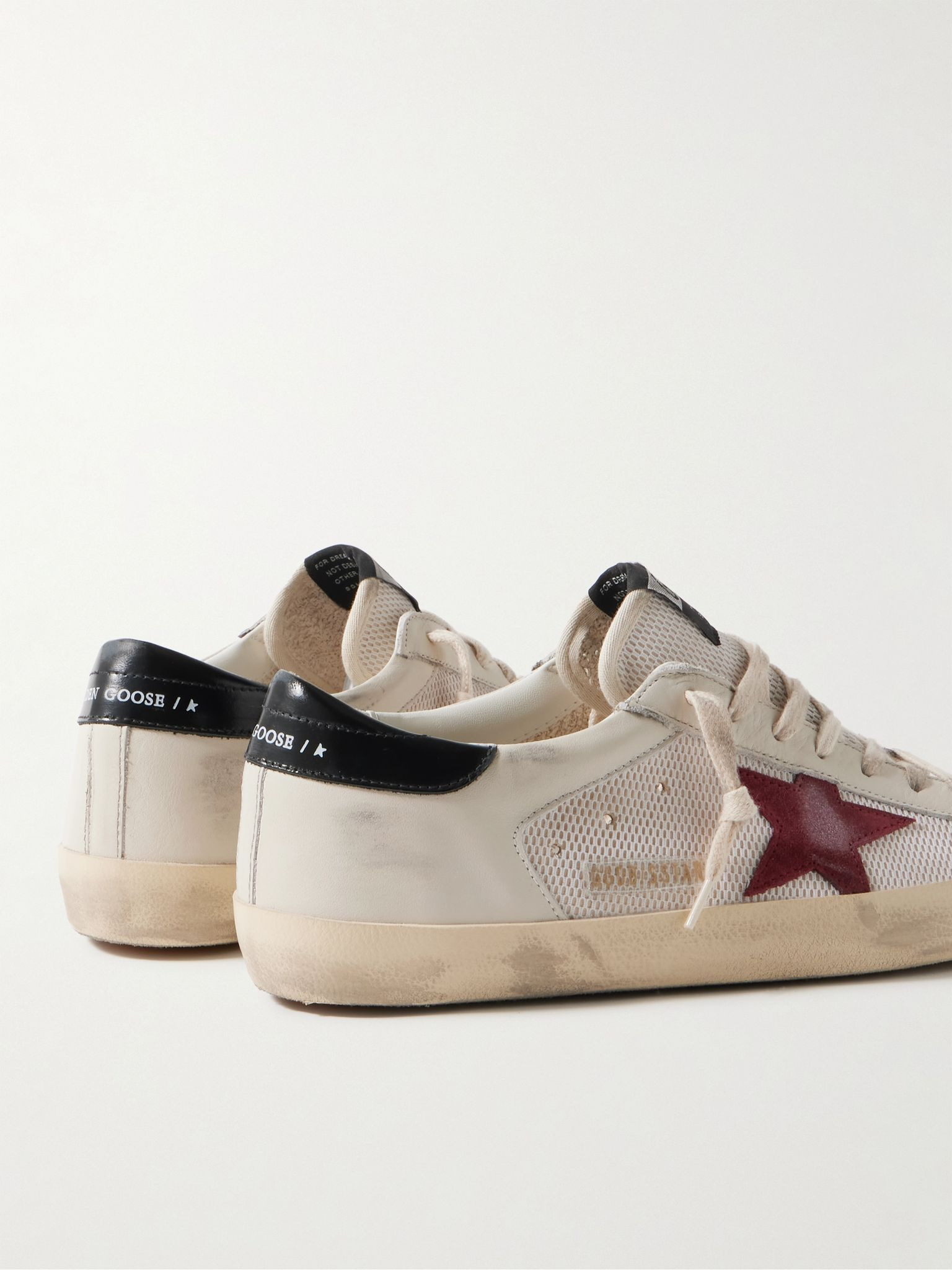 Superstar Distressed Suede-Trimmed Leather and Mesh Sneakers Off-white - 5