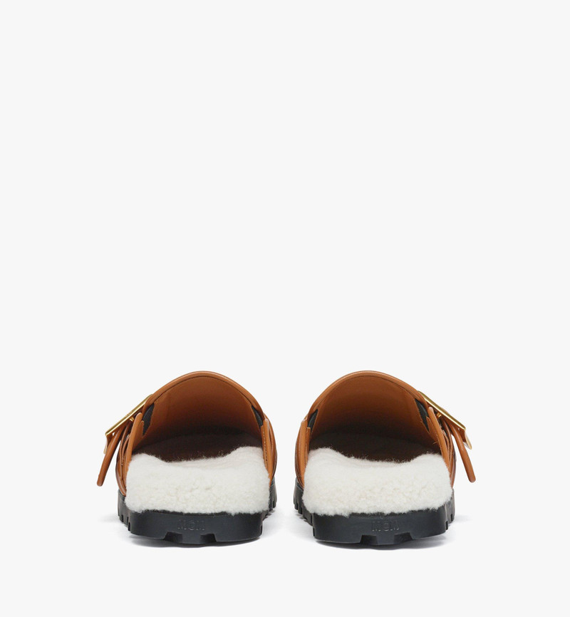 Flat Mule in Visetos and Shearling 3