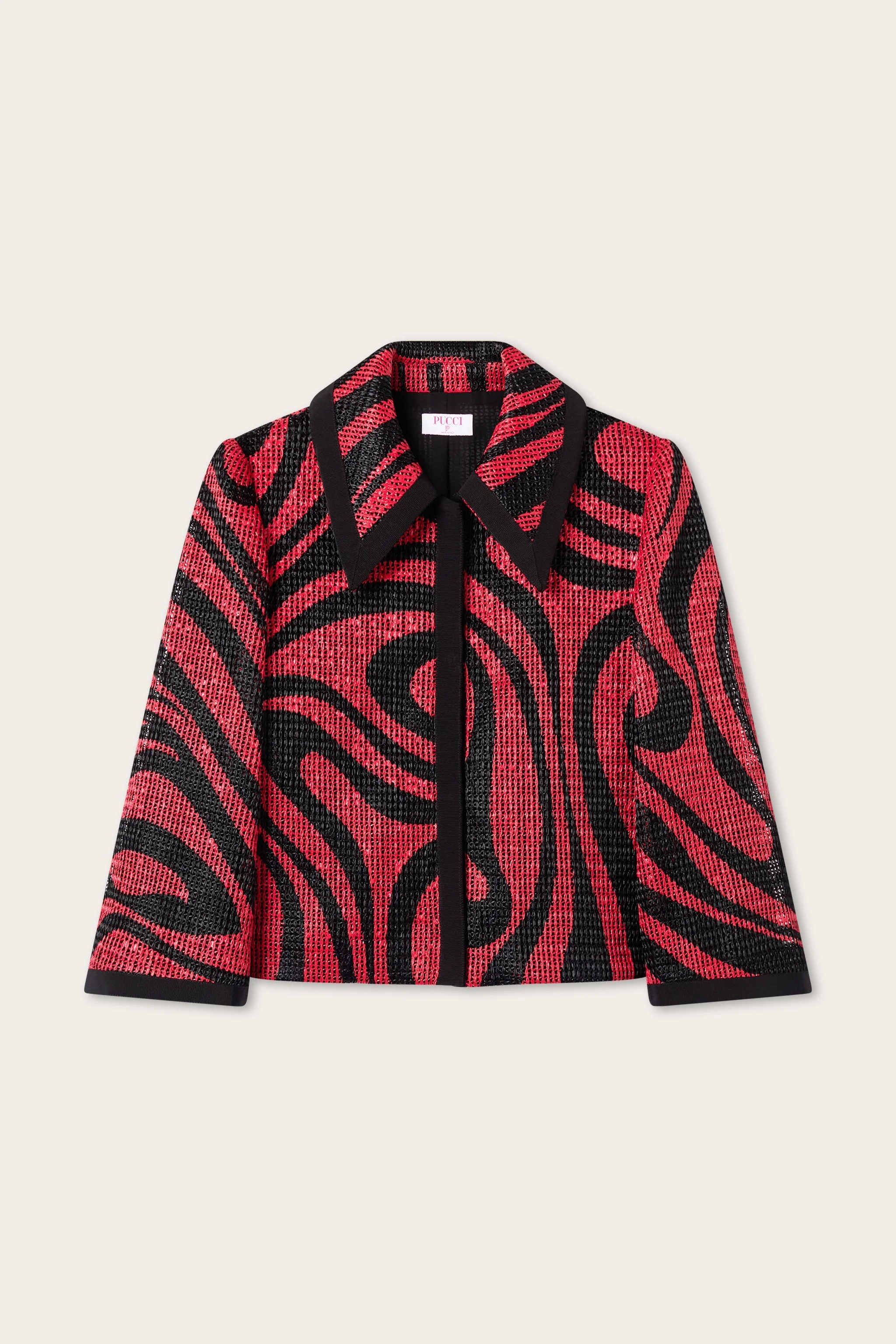 PRINTED RAFIA NET JACKET - 1