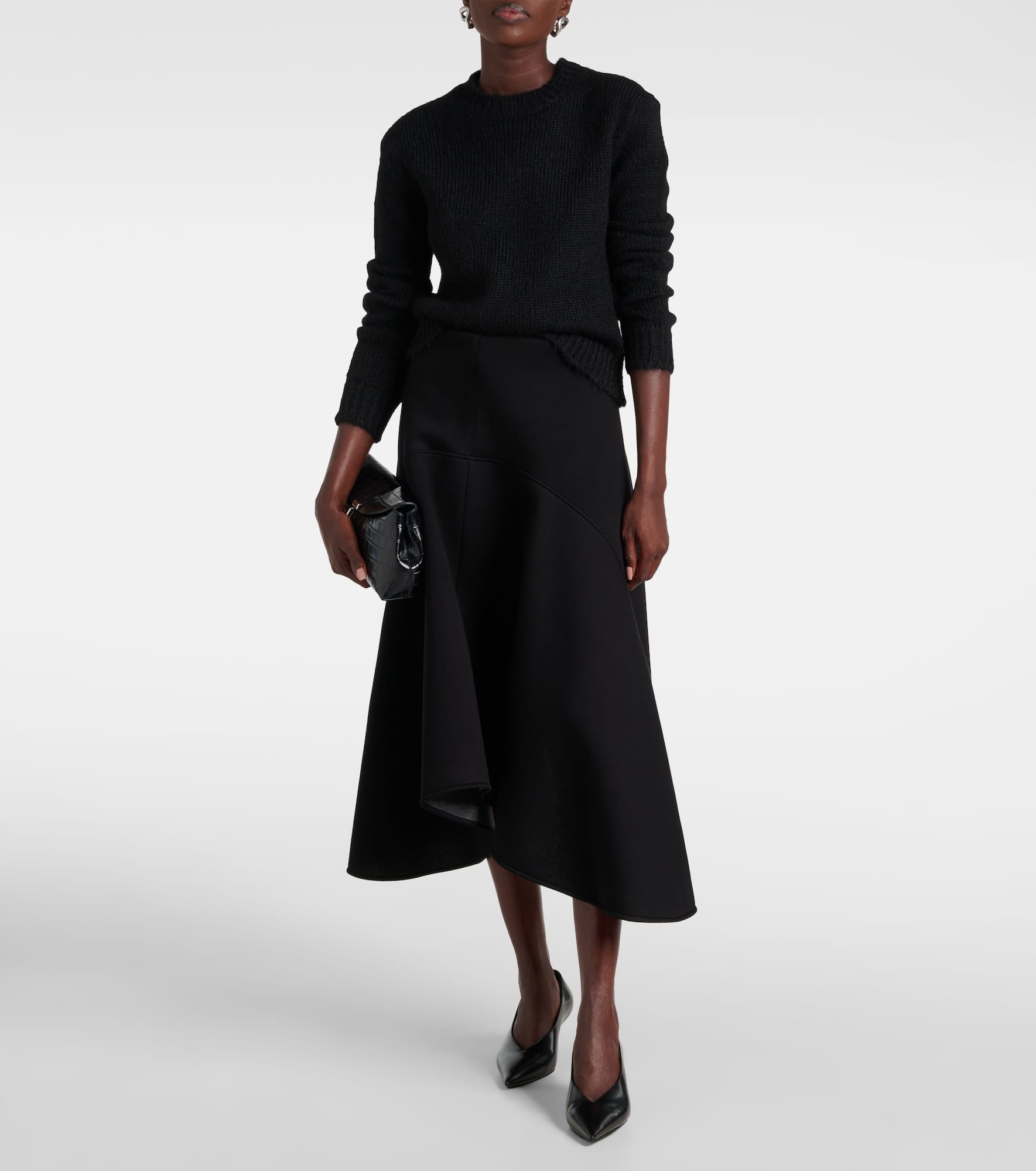 Pleated asymmetric midi skirt - 2