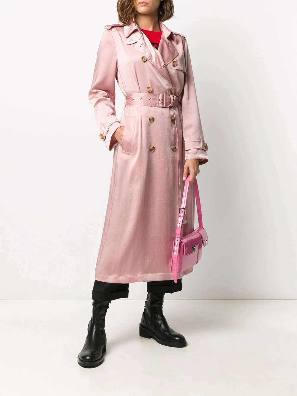 satin trench coat - 2