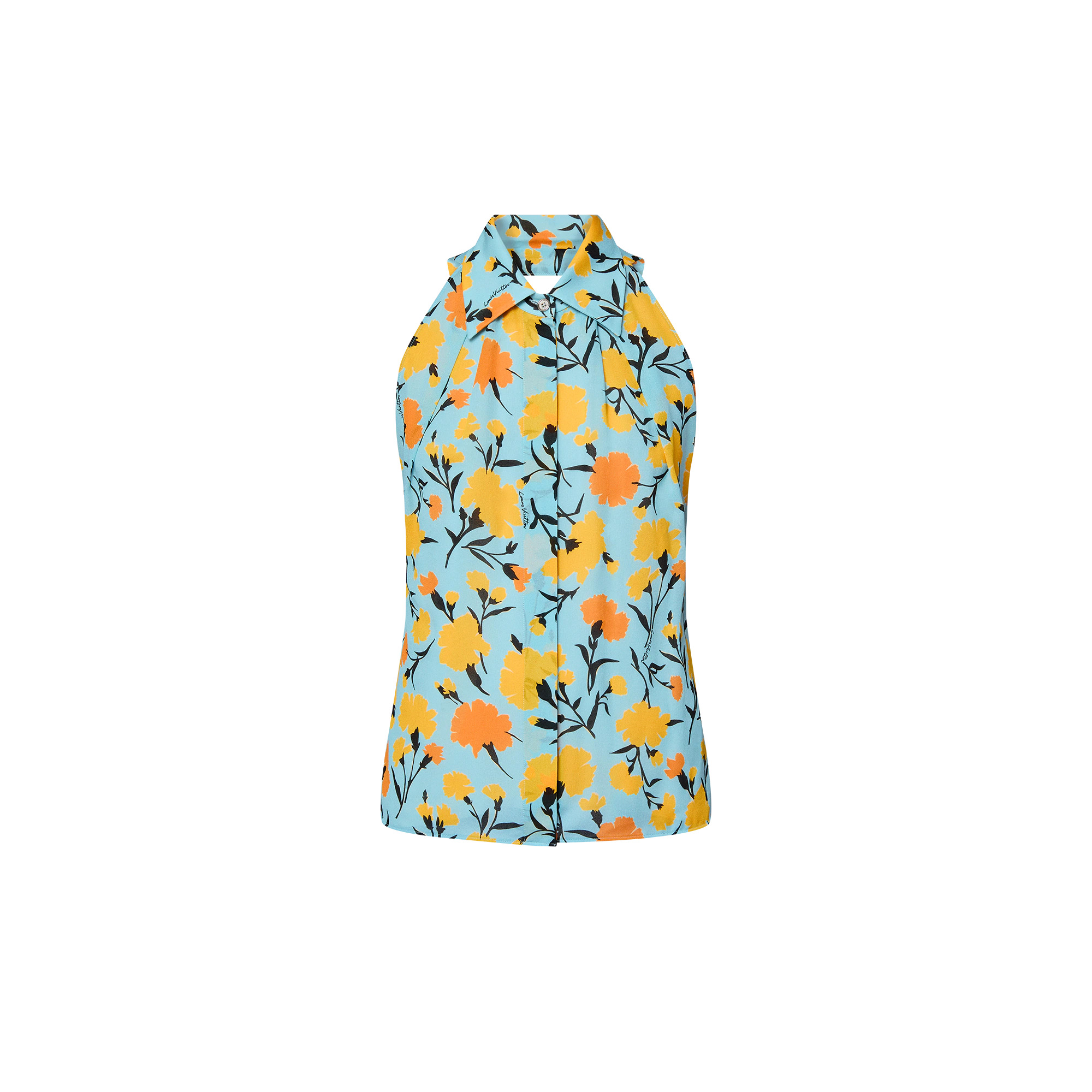 Carnation Print Tailored Halter Top - 1