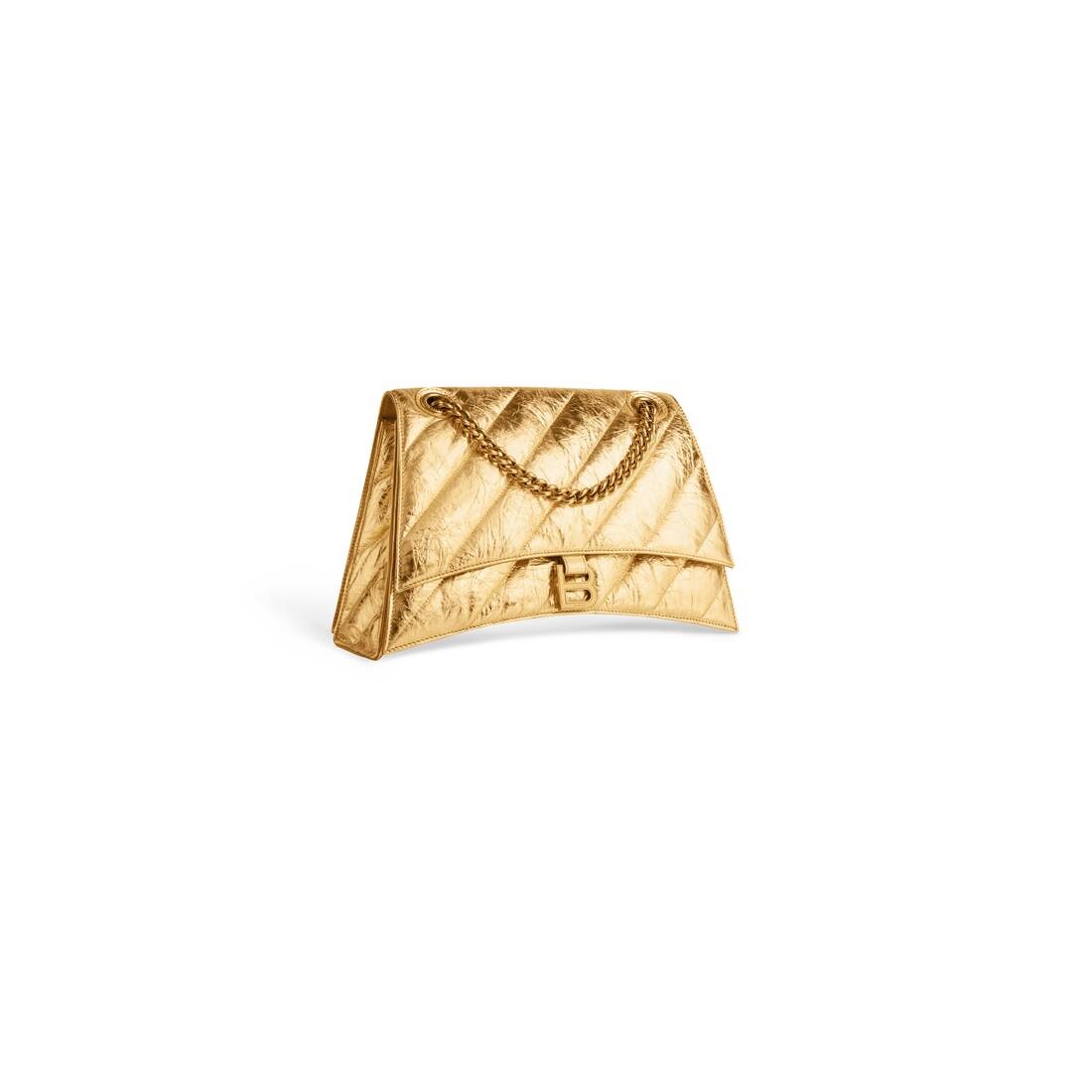 Women's Crush Medium Chain Bag Metallized Quilted  in Gold - 2