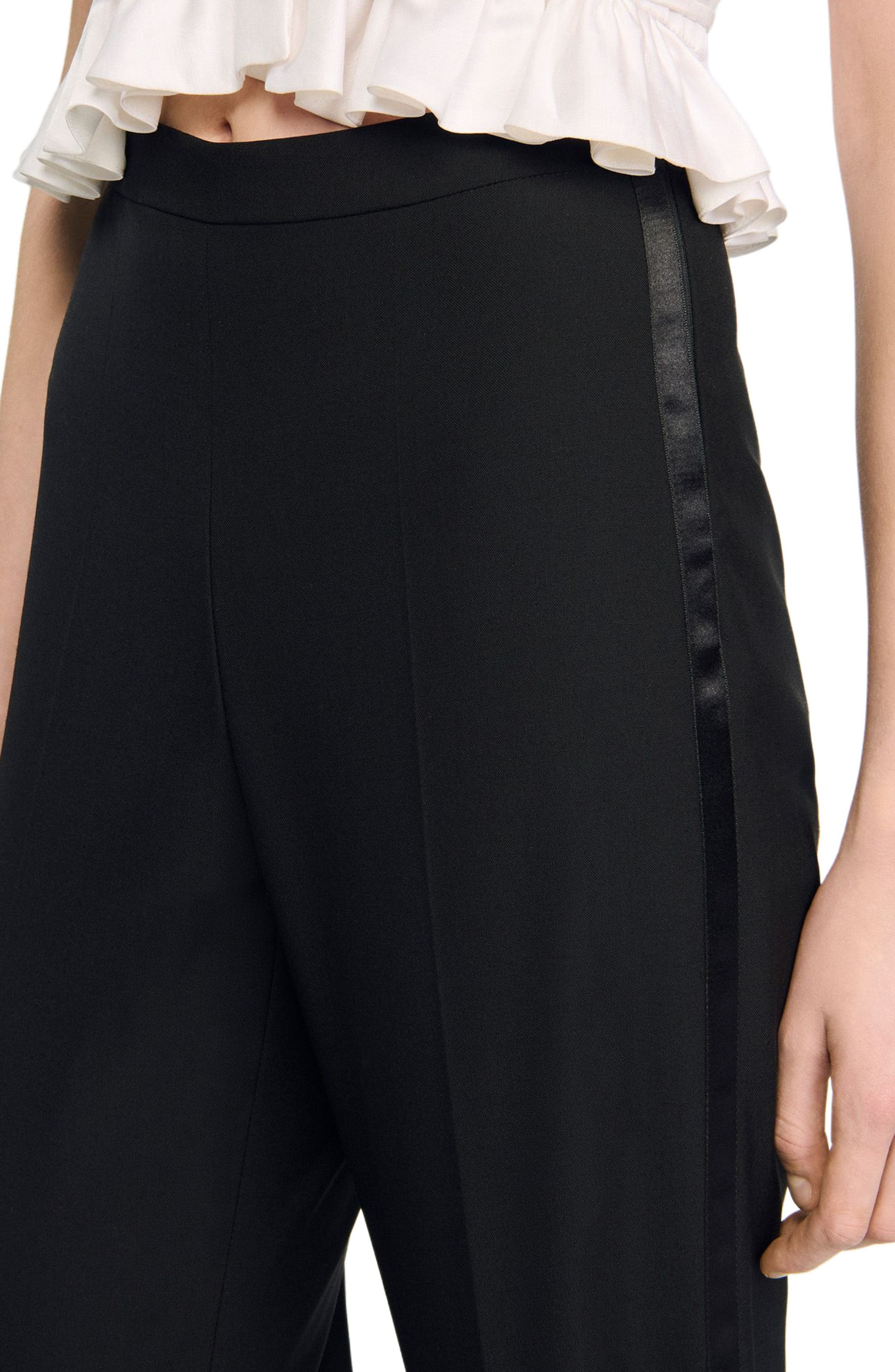 SANDRO Satin stripe suit trousers in Black at Nordstrom - 5