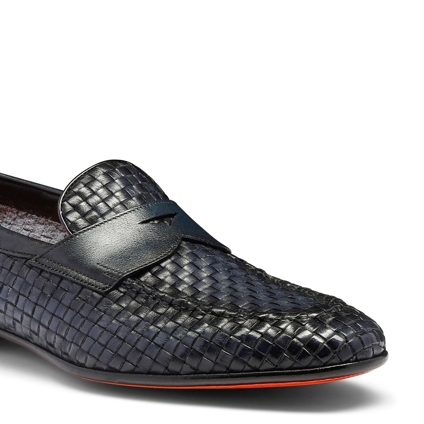 Men's blue woven leather penny loafer - 7