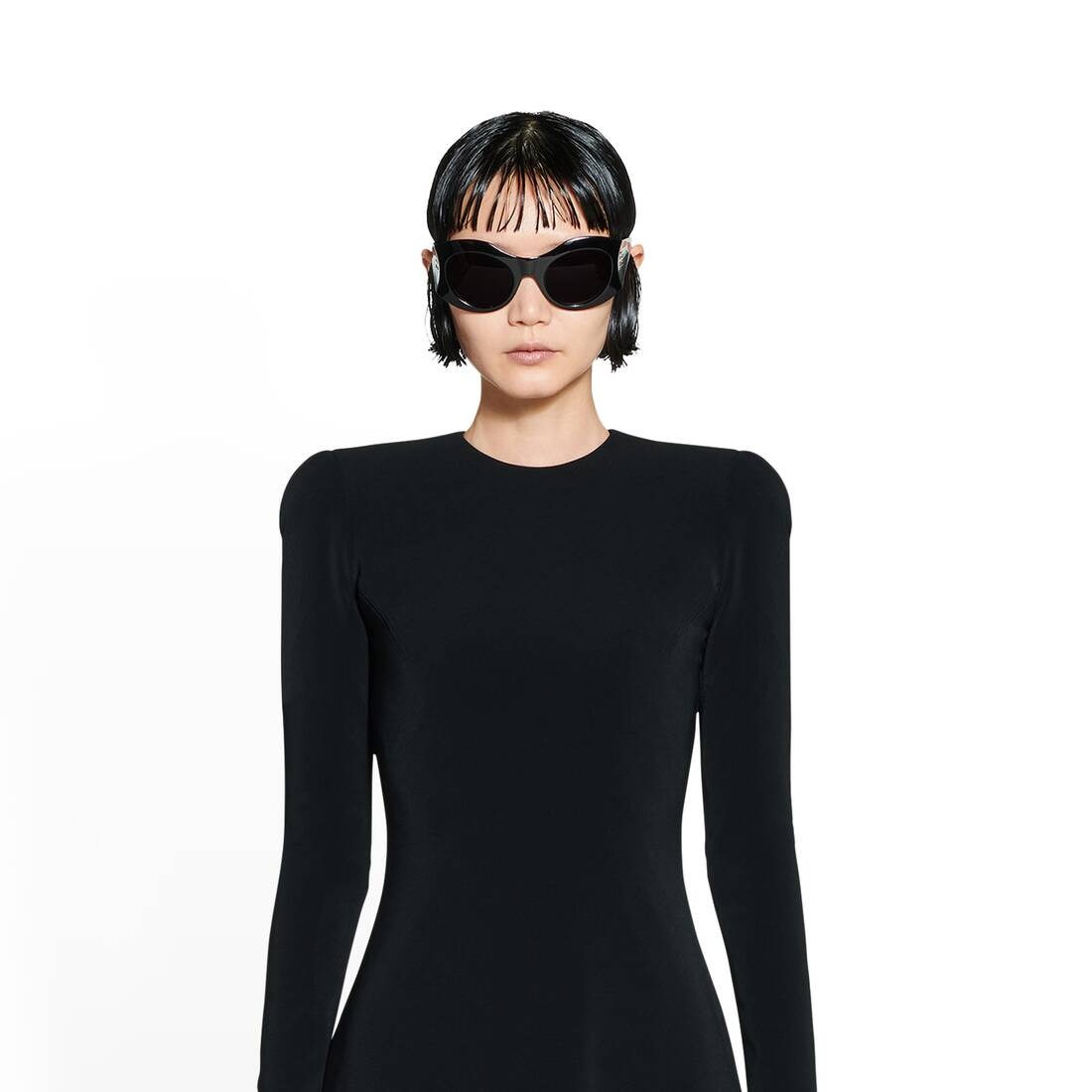 Women's A-line Crewneck Dress in Black - 5