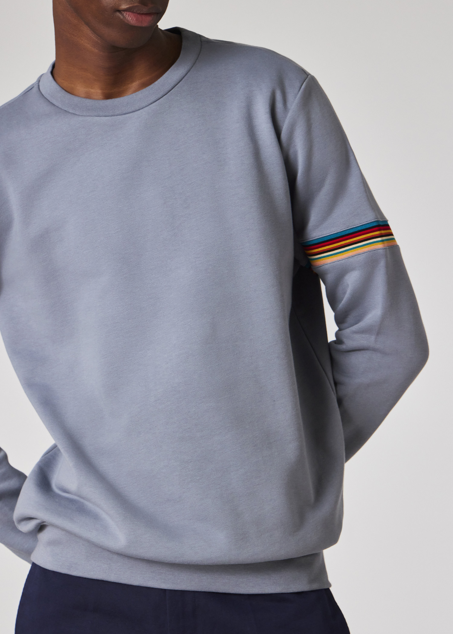 Grey 'Signature Stripe' Crew Neck Sweater - 3