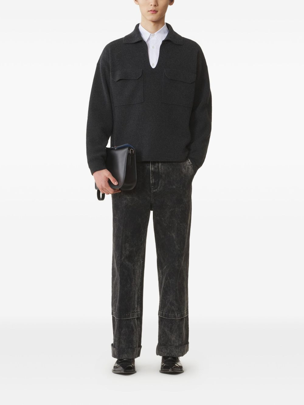 patch-pocket v-neck sweater - 2