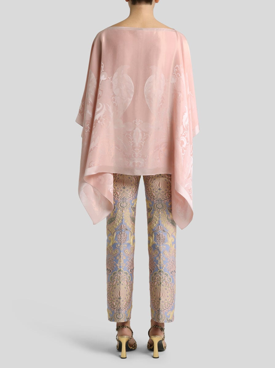 SILK-BLEND JACQUARD CAPE TOP - 4