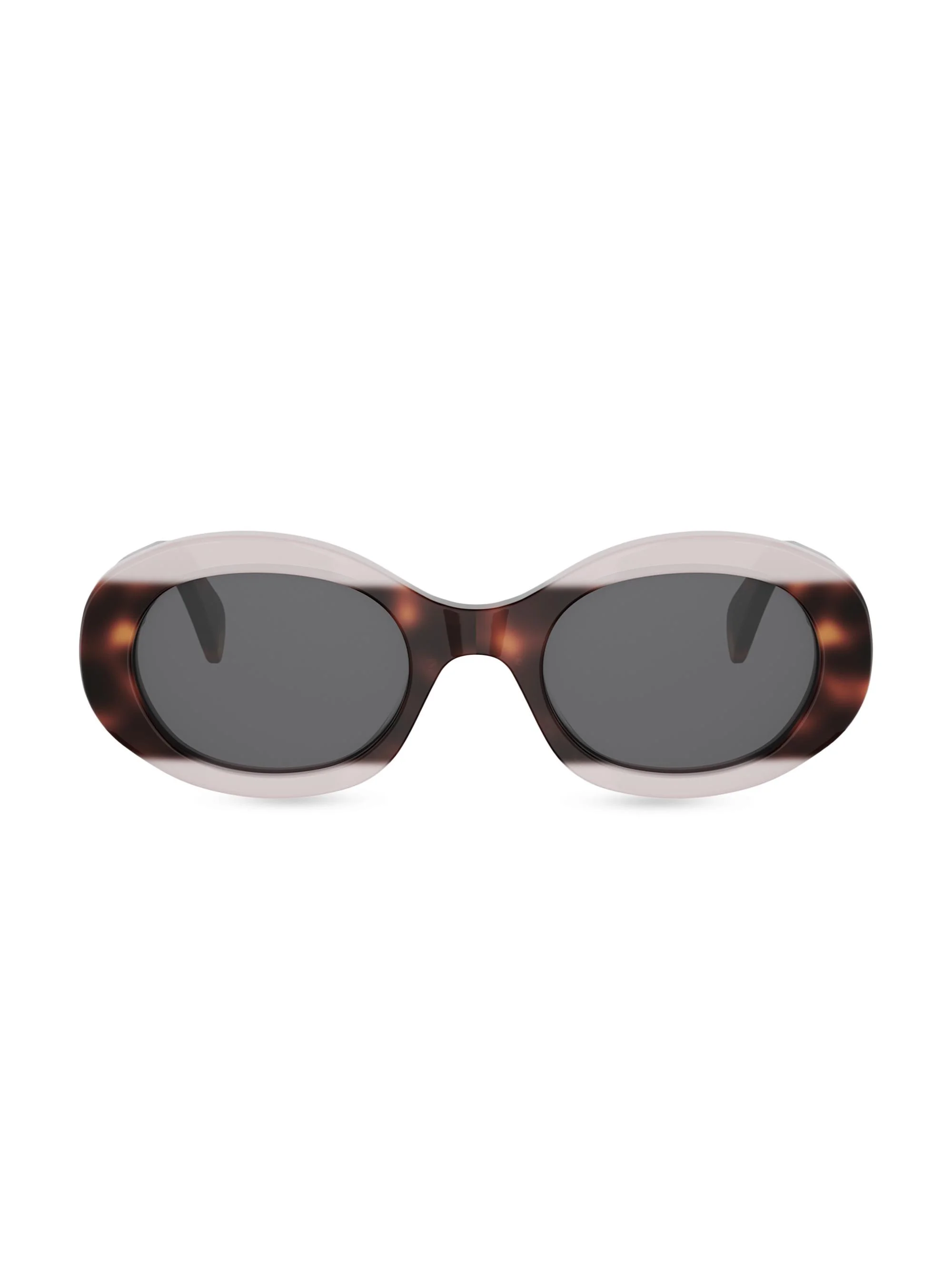 Women's TRIOMPHE 50MM Logo Oval sunglasses - Pink Havana Smoke - 1