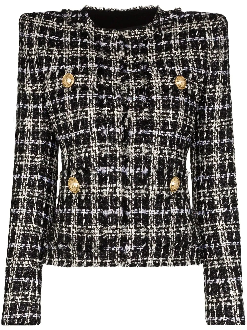 tweed square-shoulder jacket - 1