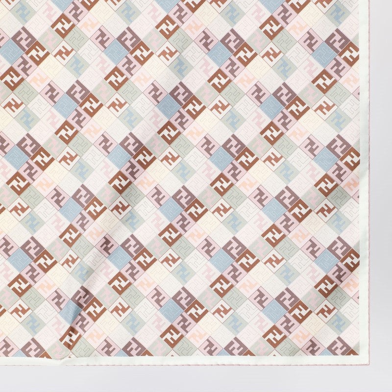 Fendi Beige Silk Foulard With Ff Logo Women - 2