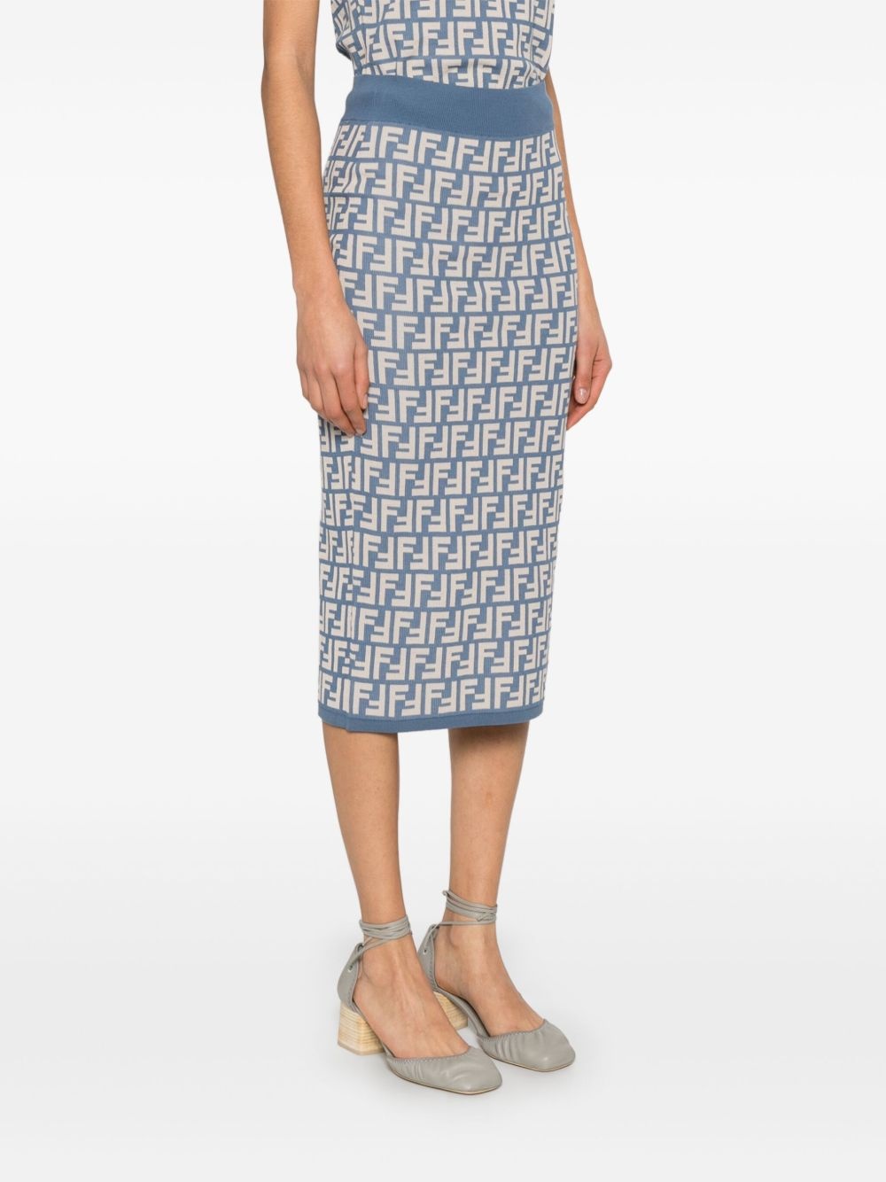 FENDI FF-jacquard midi skirt | REVERSIBLE