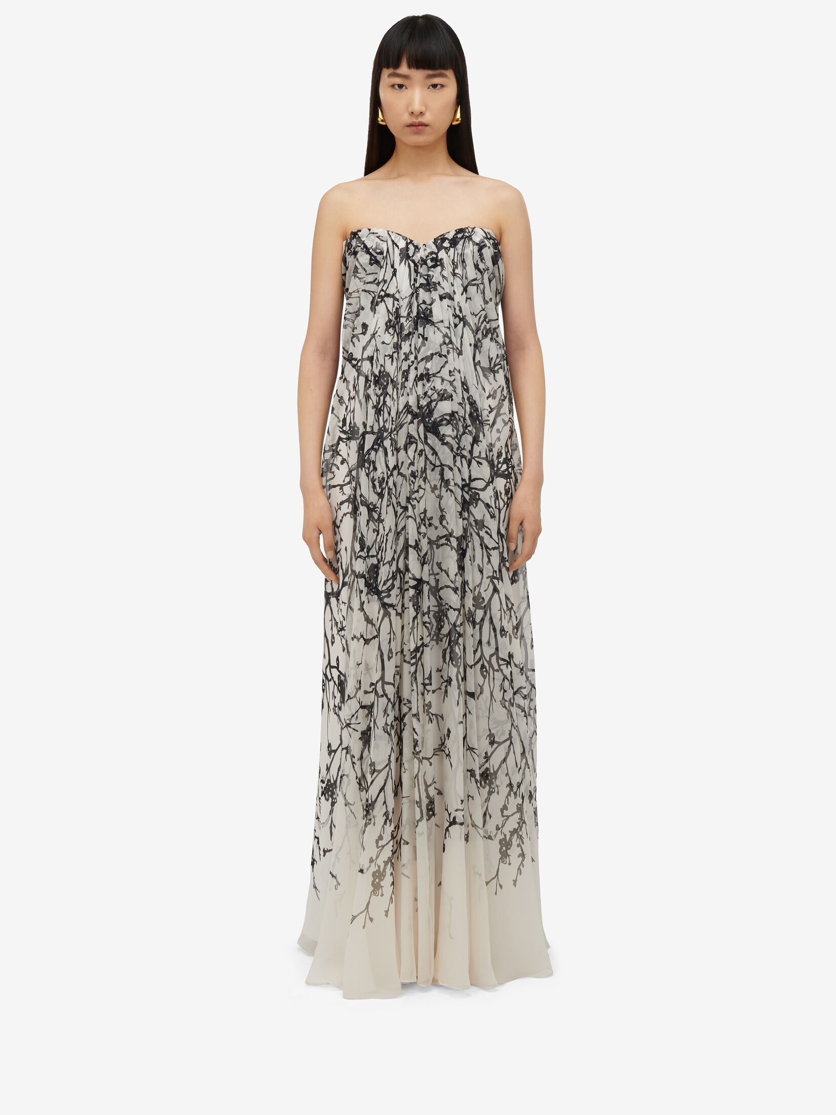 Women's Cherry Branches Bustier Evening Dress in Calico - 2