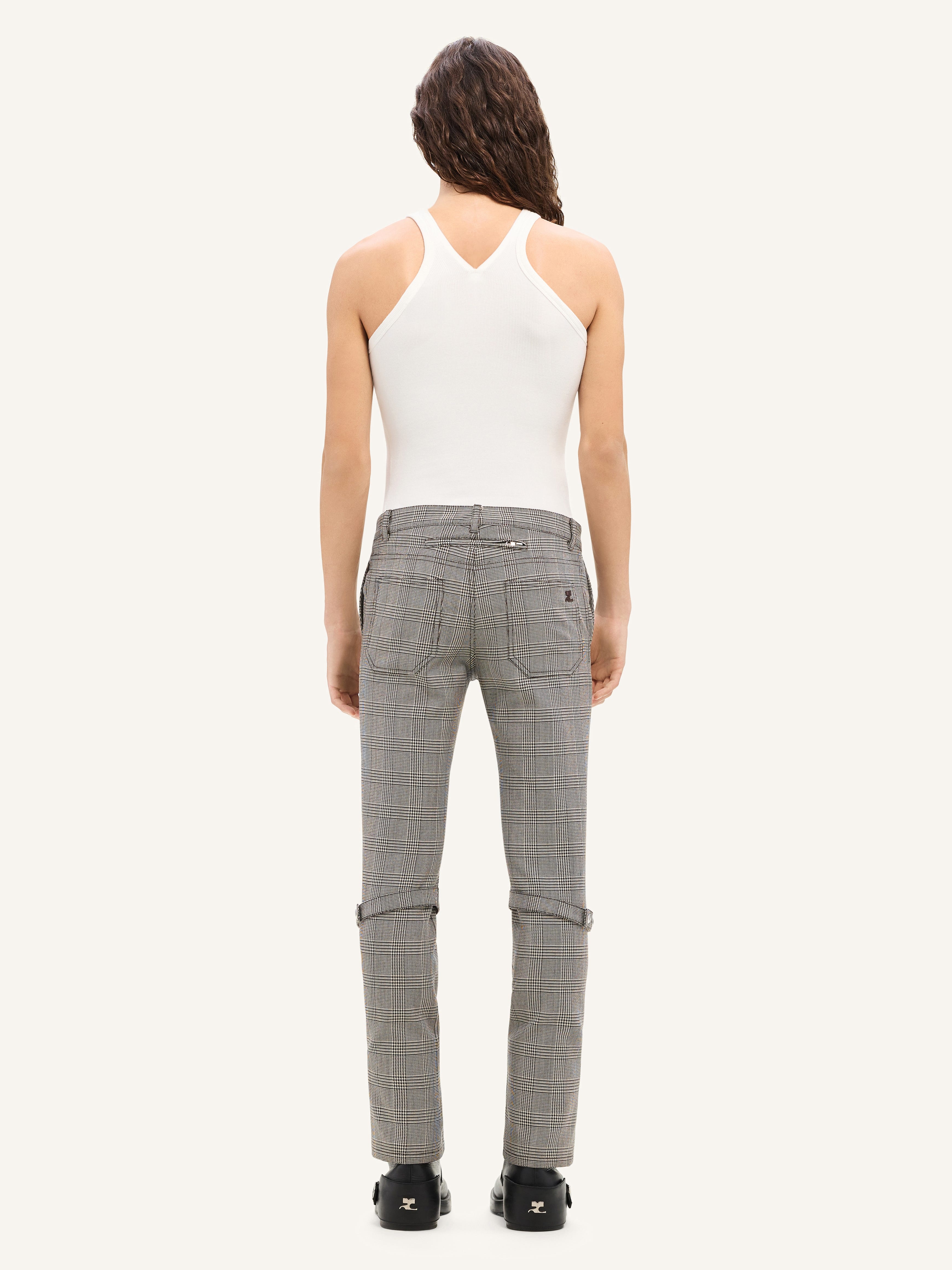 ZIPPED PRINCE OF WALES TAILORED PANTS - 4