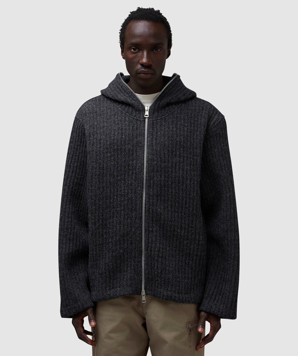 Full zip hooded knit jacket - 1