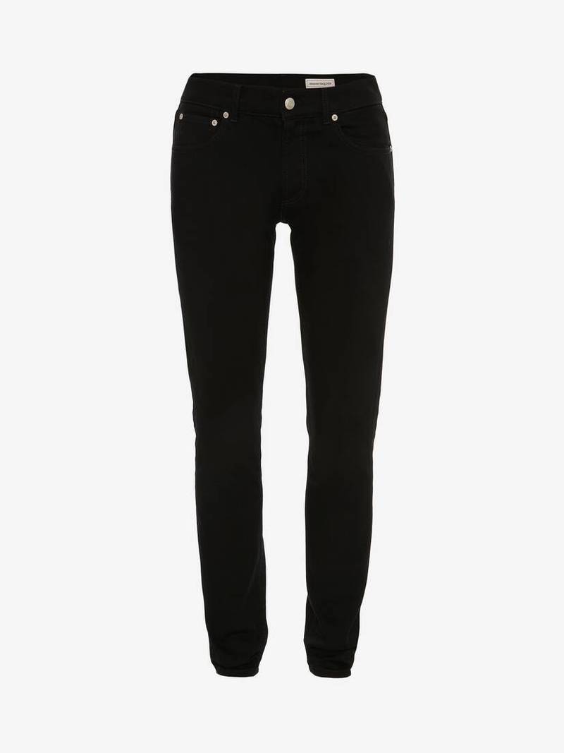 Men's McQueen Graffiti Denim Jeans in Black 1