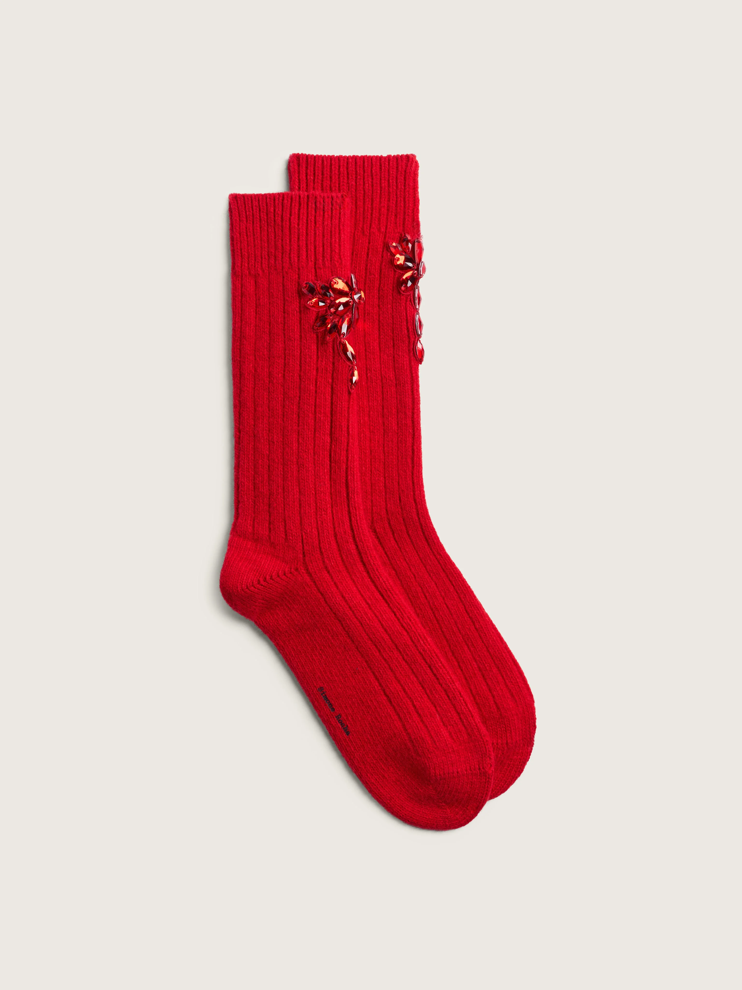 Embellished Chunky Wool Ankle Socks - 1