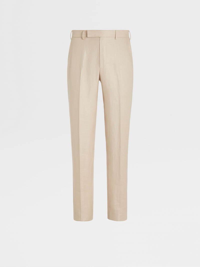 ZEGNA LIGHT BEIGE PURE LINEN PANTS - 573F04A5-75TB12 | REVERSIBLE