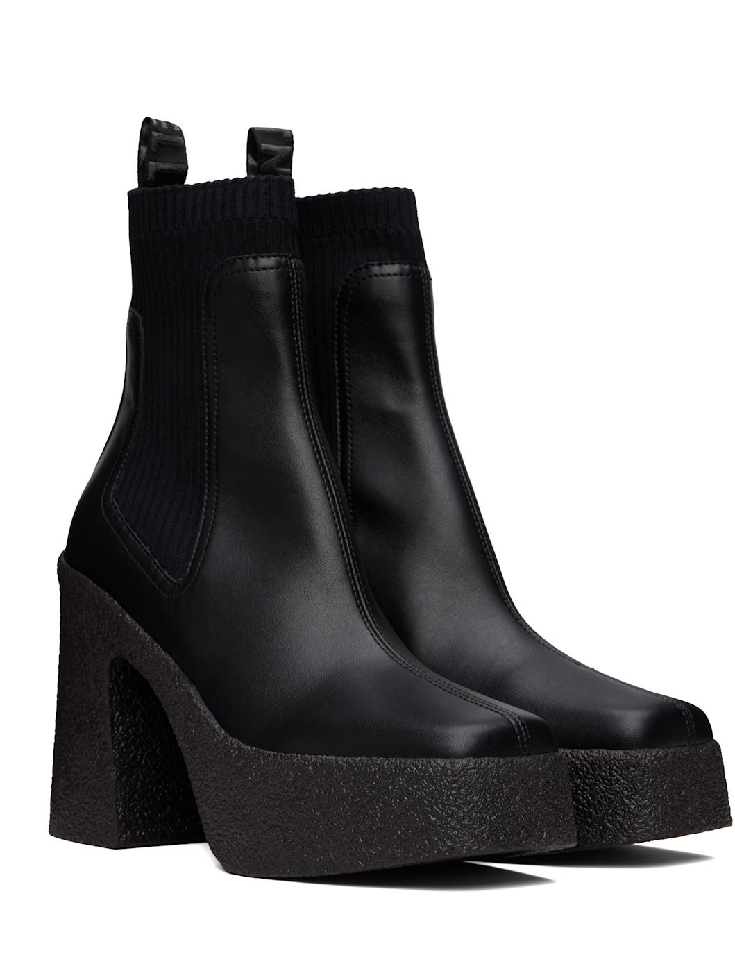 Black Skyla Heeled Sock Chelsea Boots - 4