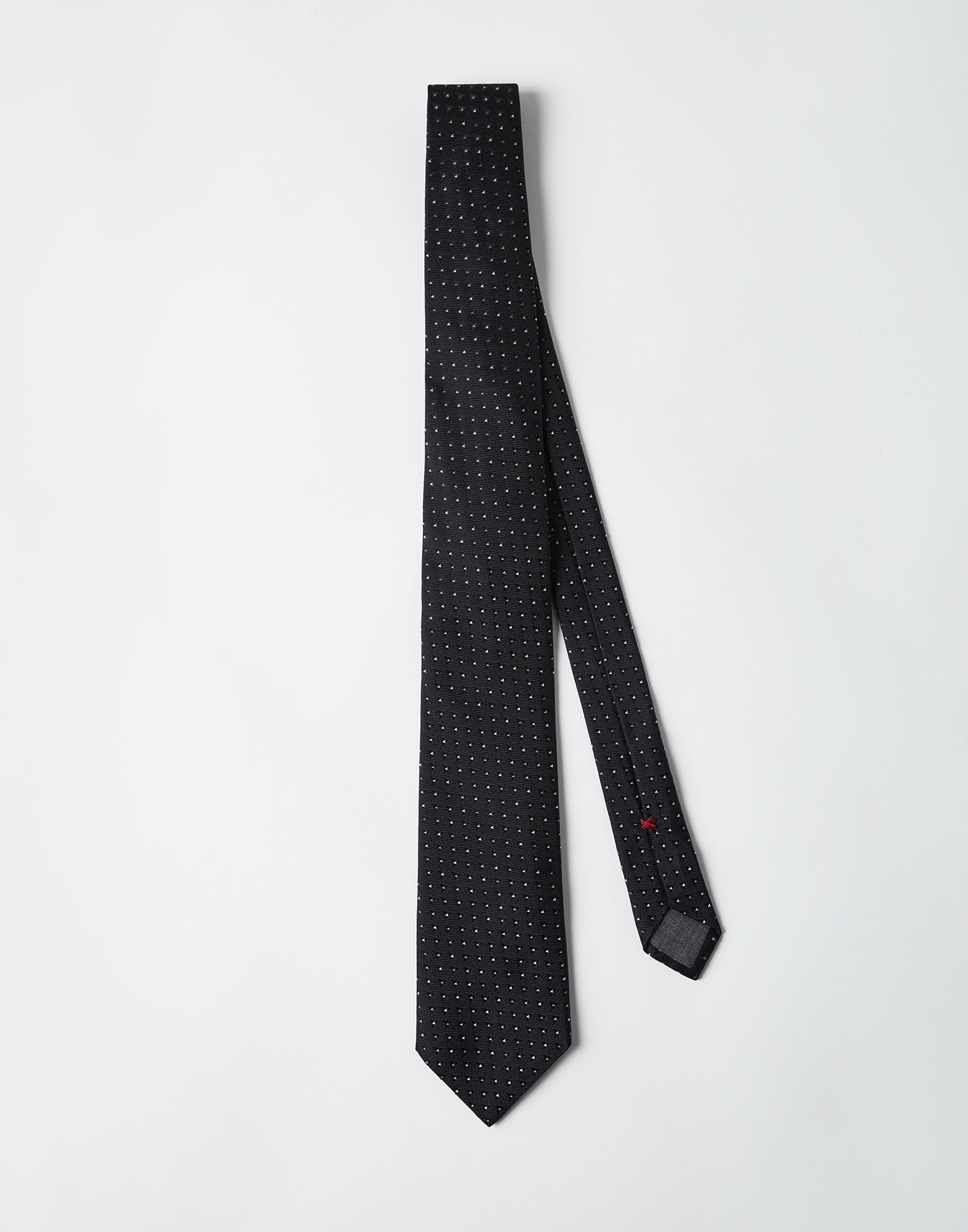 Silk tie with polka dot jacquard - 1