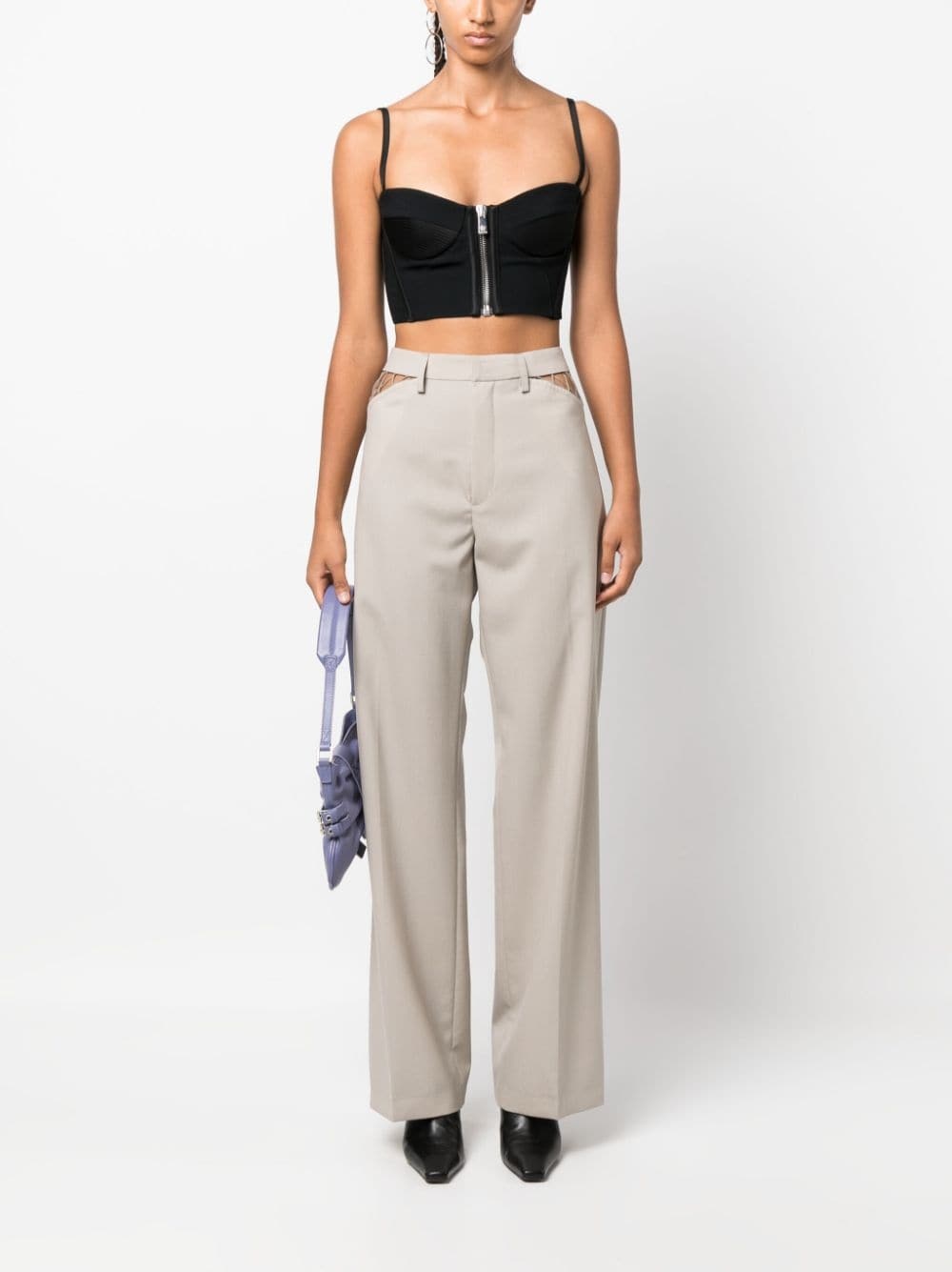 cut-out wool trousers - 2