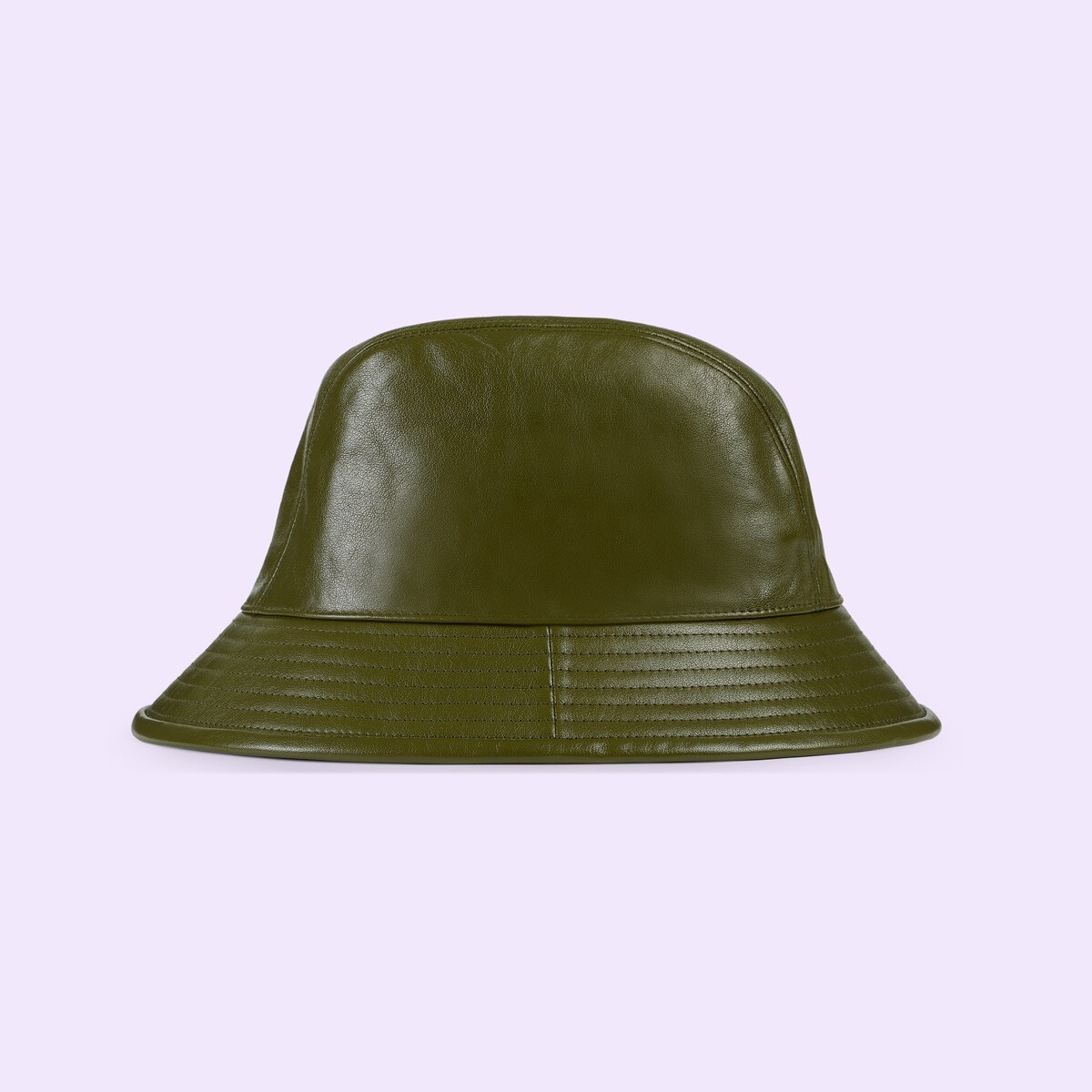 Leather bucket hat with Double G - 2