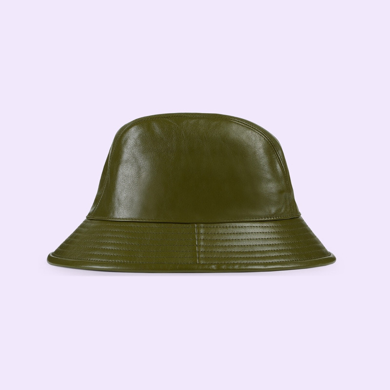 GUCCI Leather bucket hat with Double G outlook