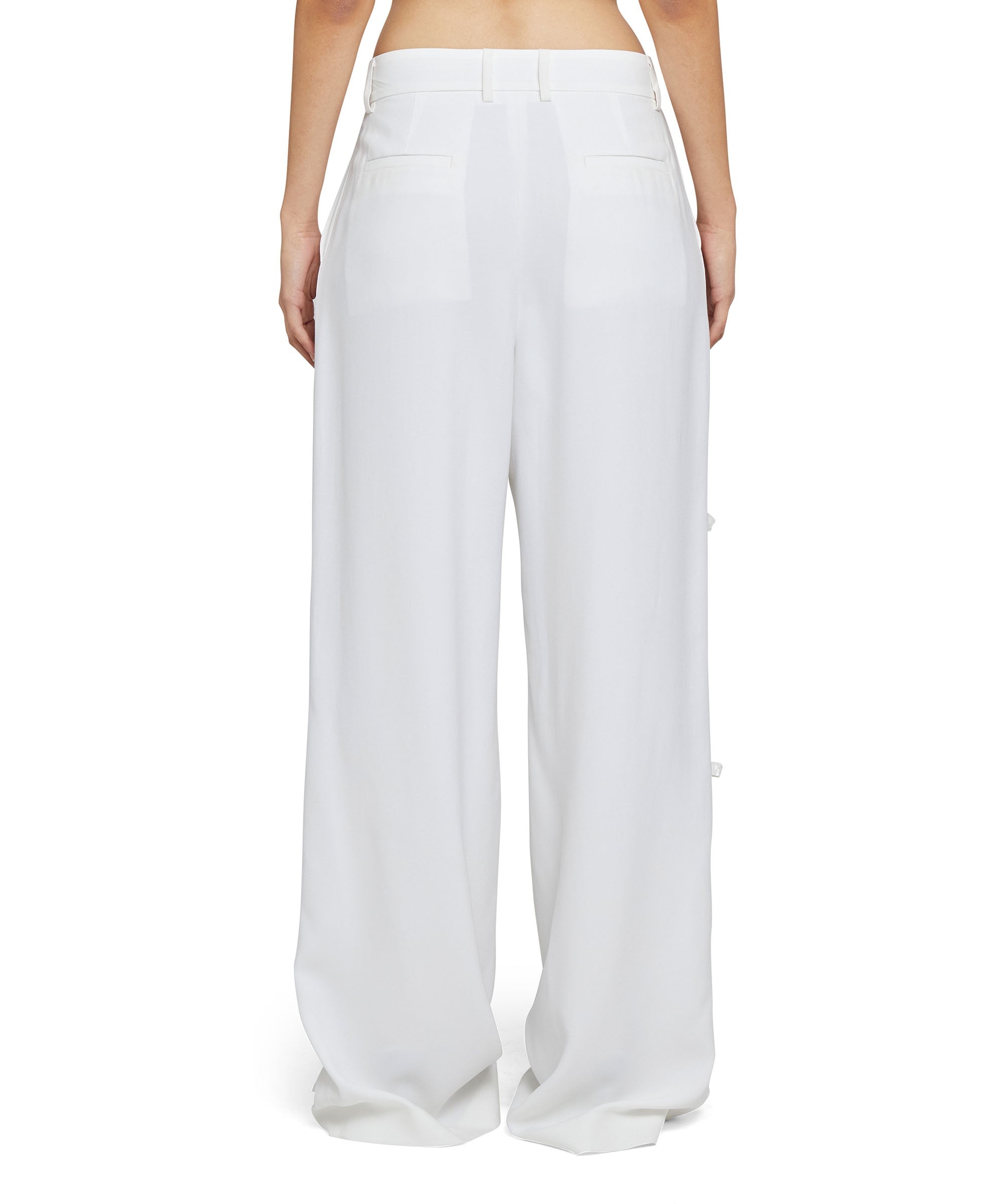 Tailored viscose full-length pants with contrasting bows - 3