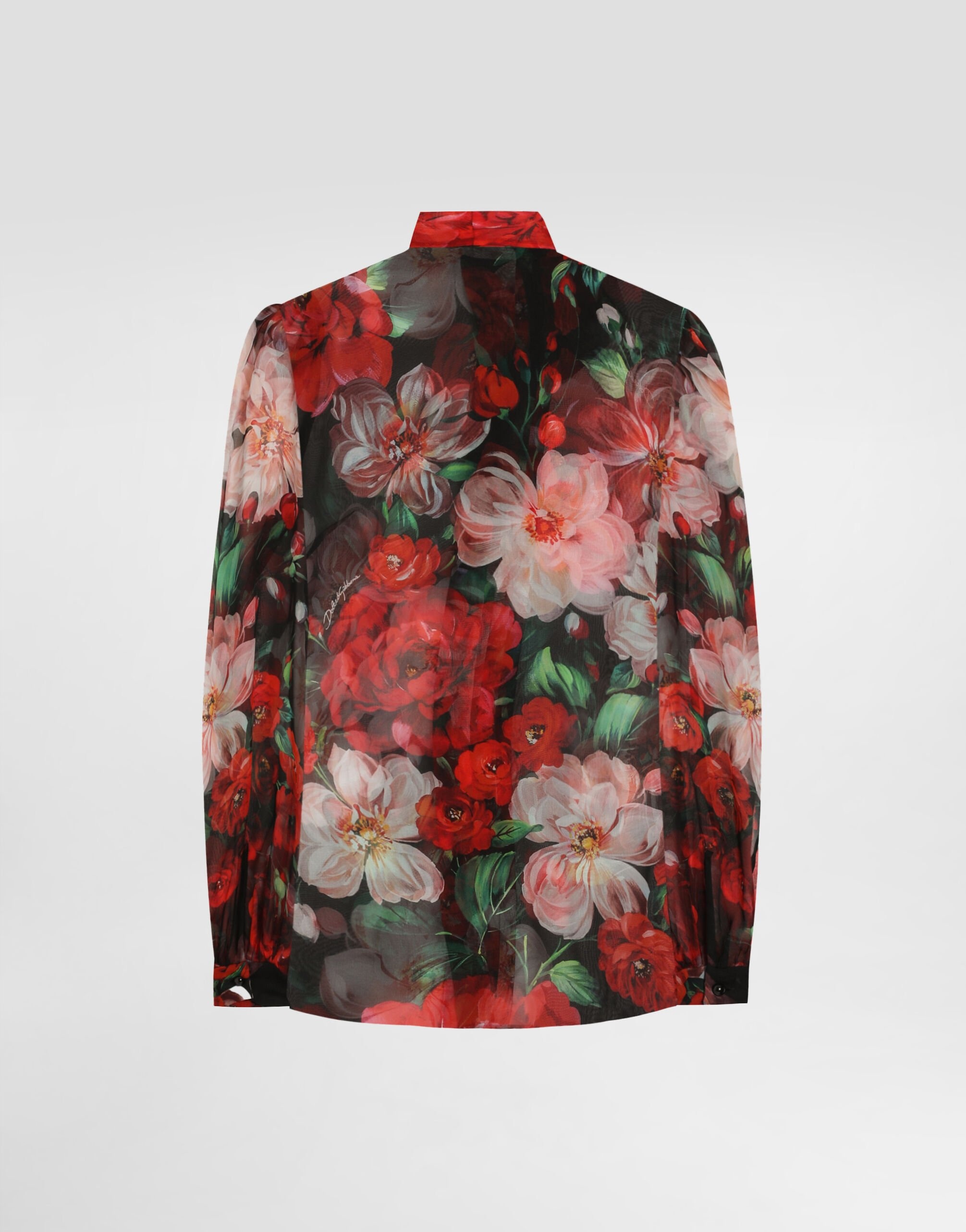 Chiffon pussy-bow shirt with floral print - 2