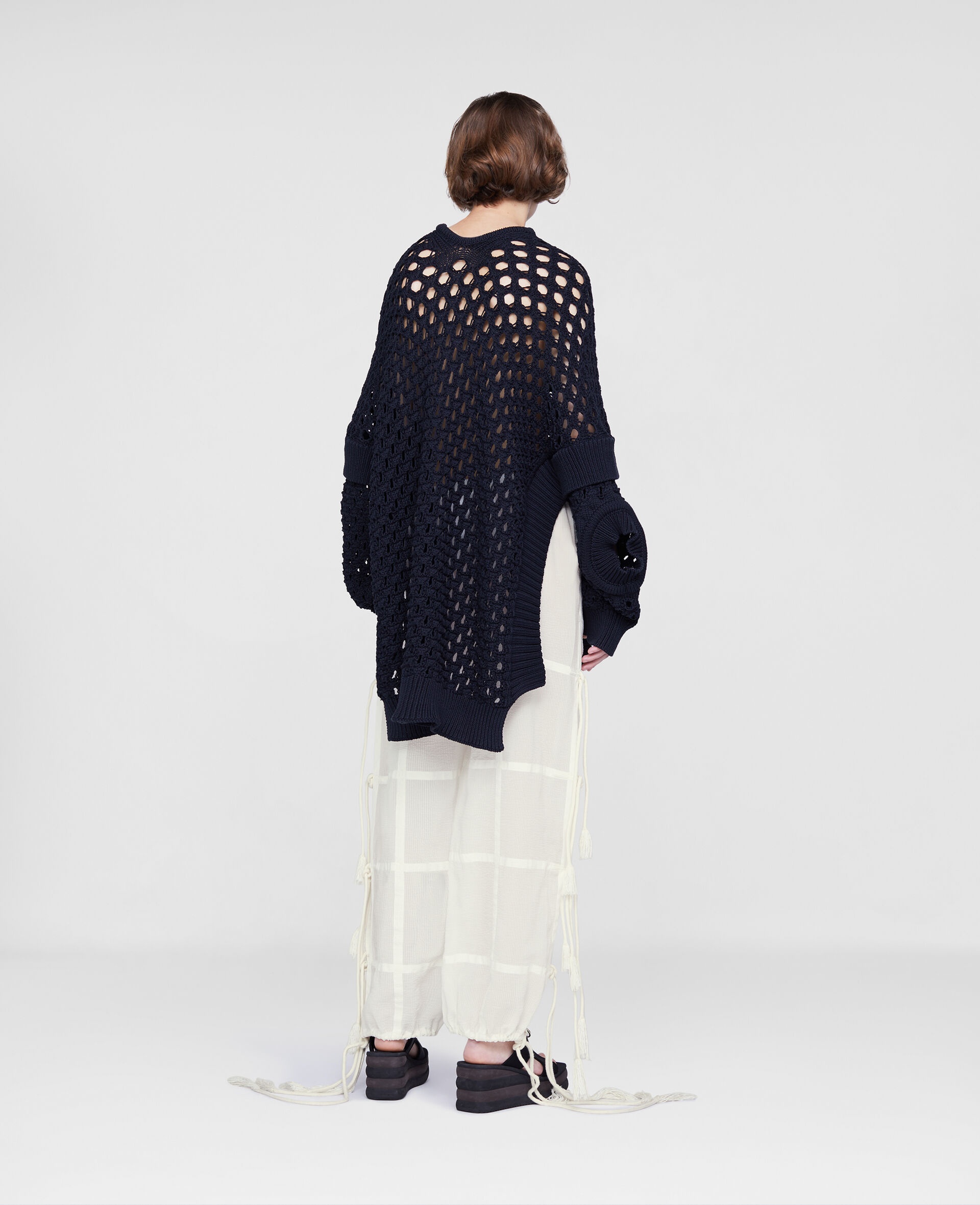 Oversized Textured Mesh Sweater - 3