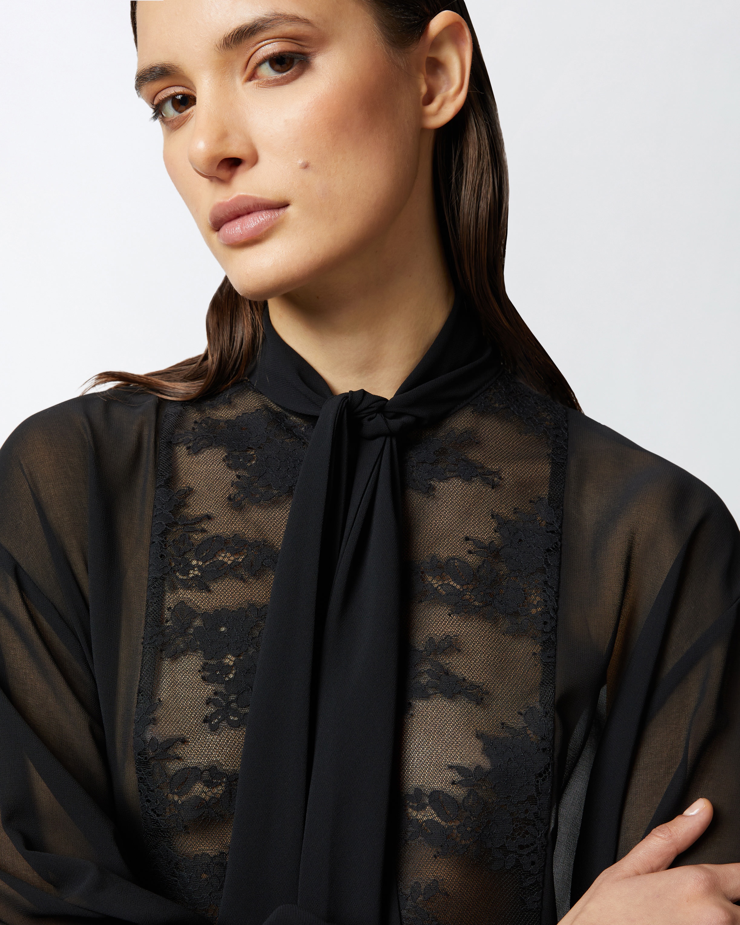 MINI DRESS WITH SHEER SHIRT AND LACE - 5