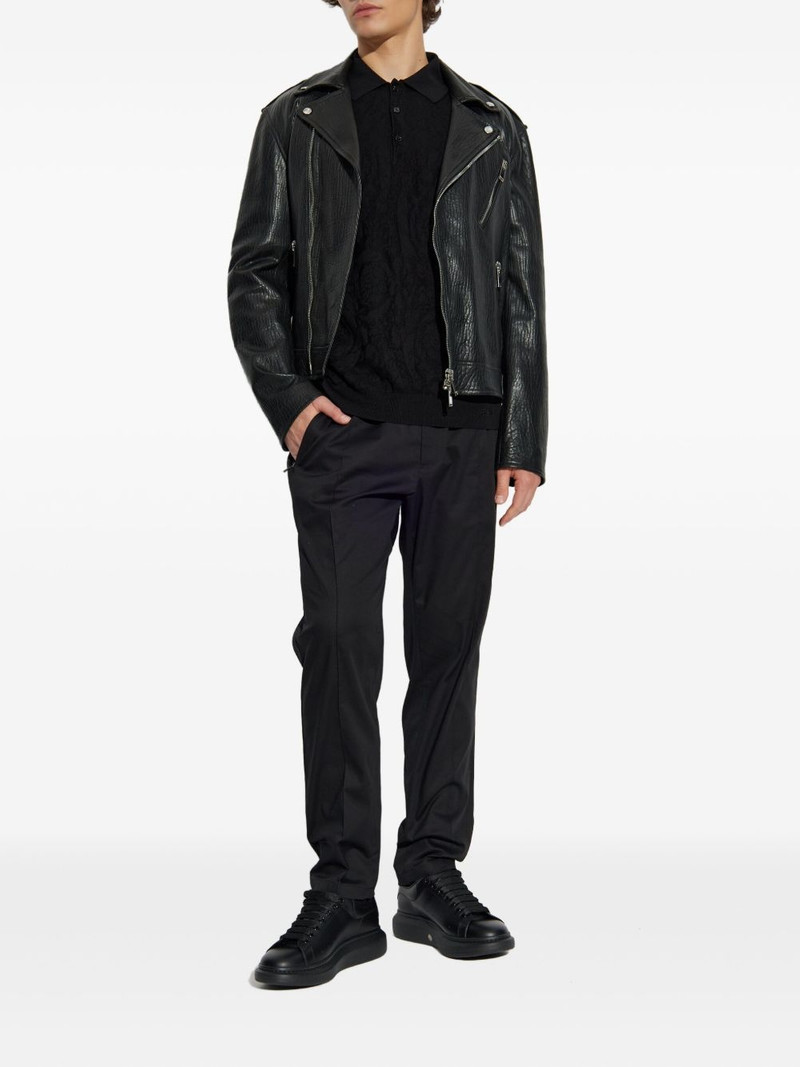 Alexander McQueen textured leather biker jacket outlook