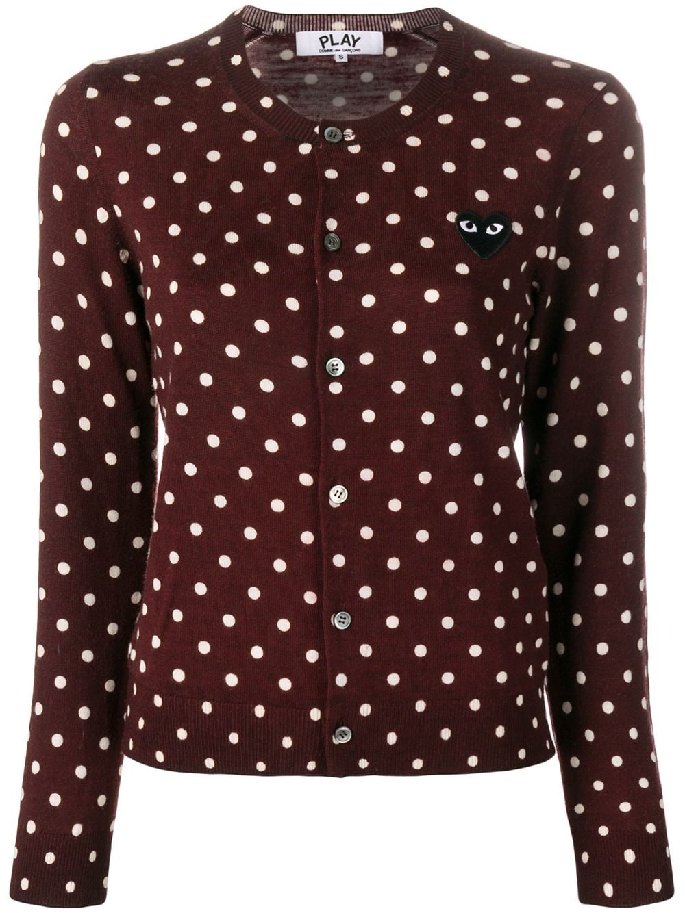 heart patch polka dot cardigan - 1