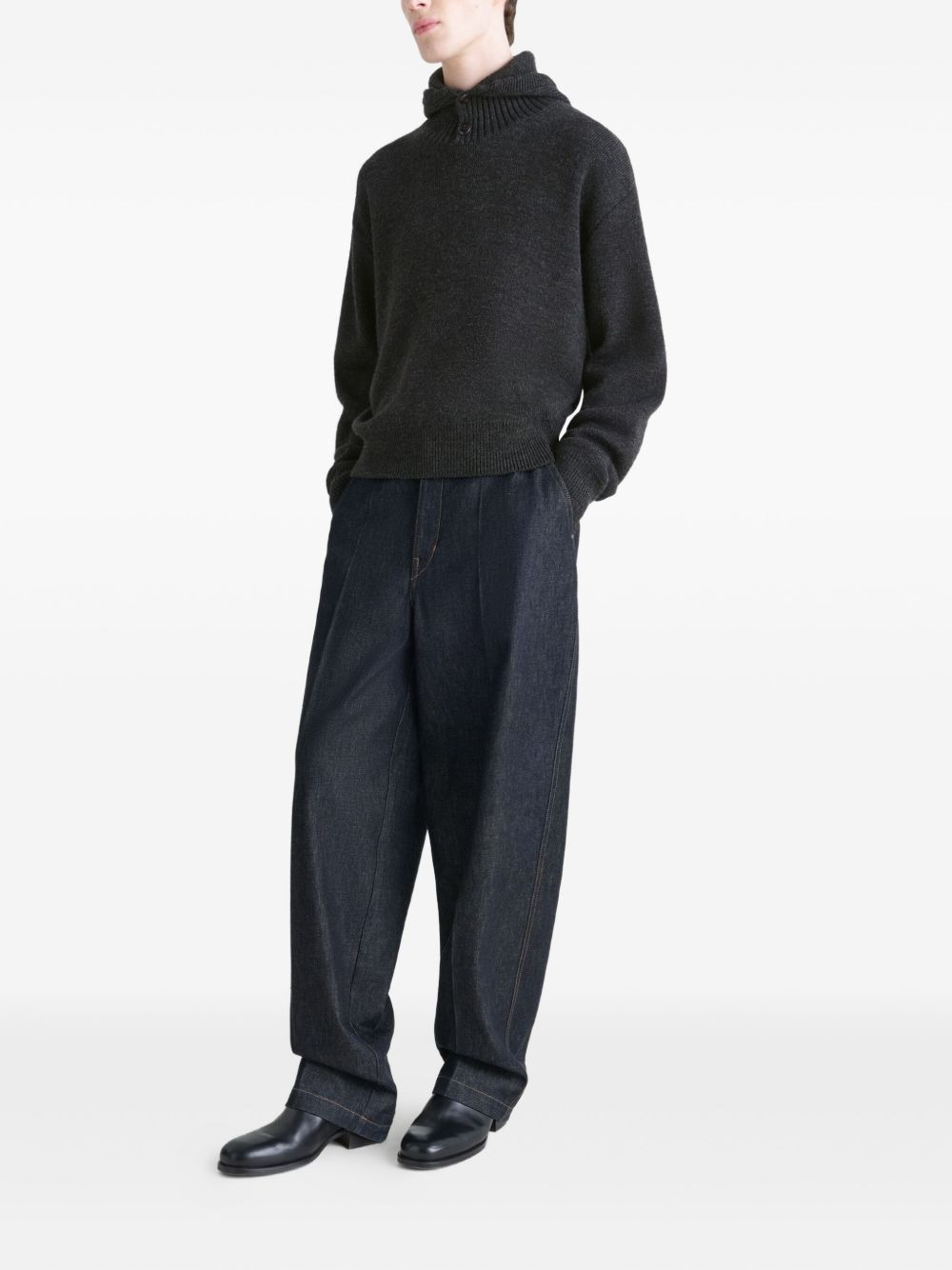 buttoned hooded sweater - 2