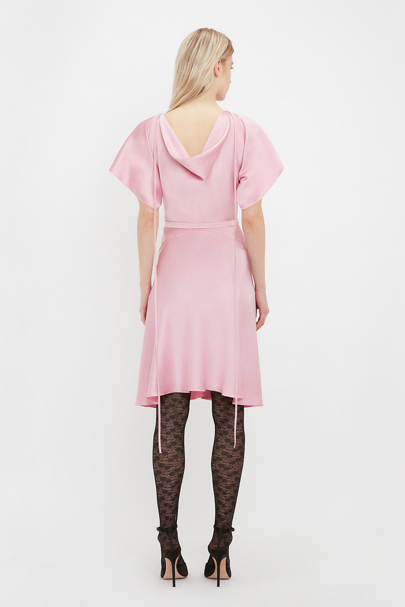 Draped Sleeve Cut Out Mini Dress In Rose 10